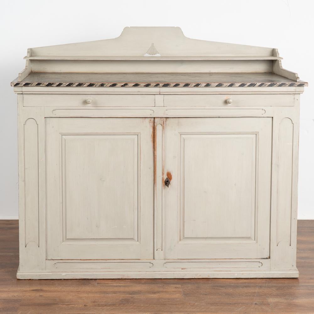 19th Century Antique Gustavian Gray Painted Tall Sideboard Buffet Server circa 1820-40 For Sale