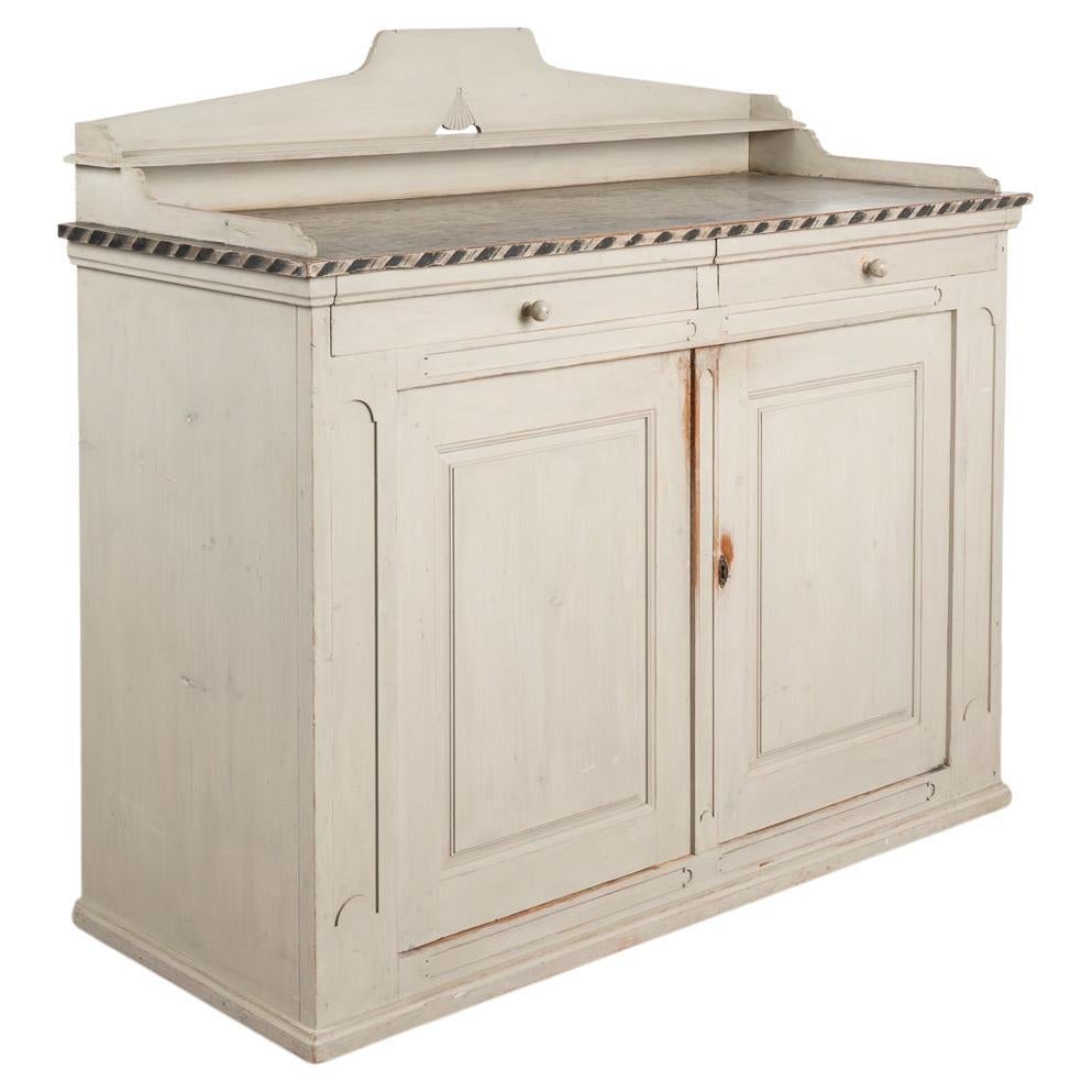 Antique Gustavian Gray Painted Tall Sideboard Buffet Server circa 1820-40 For Sale