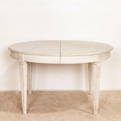 Antique Gustavian Period White Painted Table with One Leaf