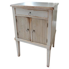 Antique Gustavian Side Table with Distressed Grey-Blue Lime-Washed Finish