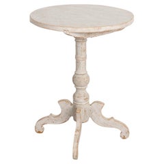 Antique Gustavian Small Round White Painted Pedestal Side Table, Sweden circa 18