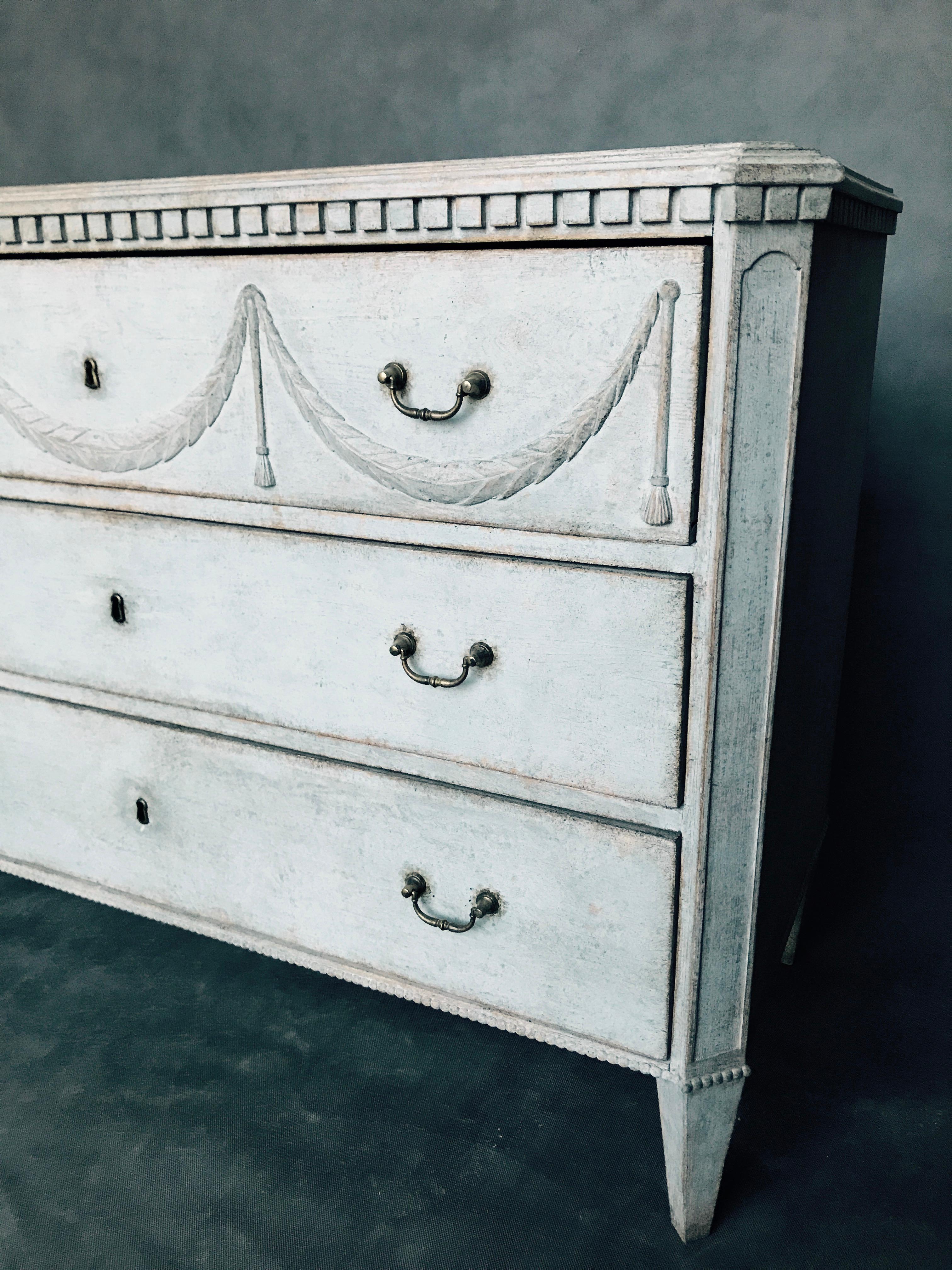 Brass Antique Gustavian Style Chest of Drawers, 1860s For Sale