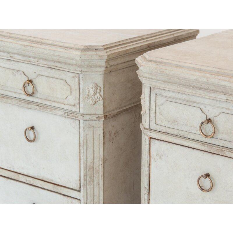 Pine Antique Gustavian Style Chests of Drawers, a Pair