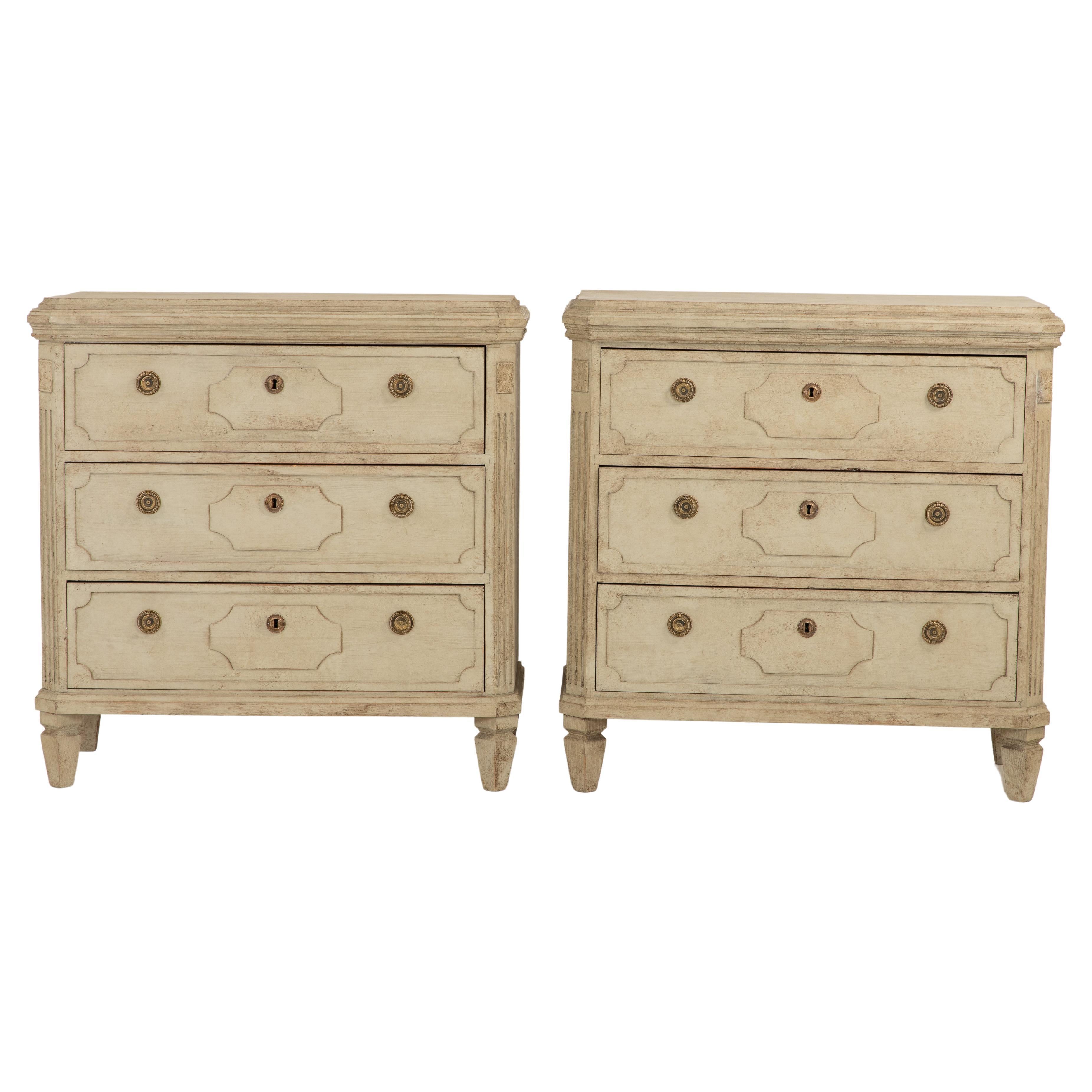 Antique Gustavian Style Chests of Drawers, a Pair