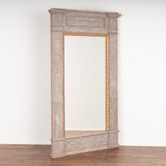 Antique Gustavian Style Large Gray Painted Mirror, Sweden circa 1800's