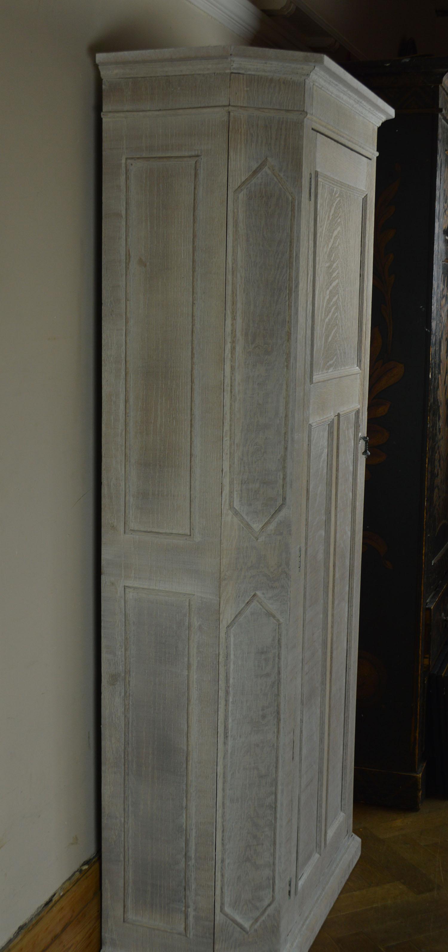 20th Century Antique Gustavian Style Limed Oak Cupboard or Armoire