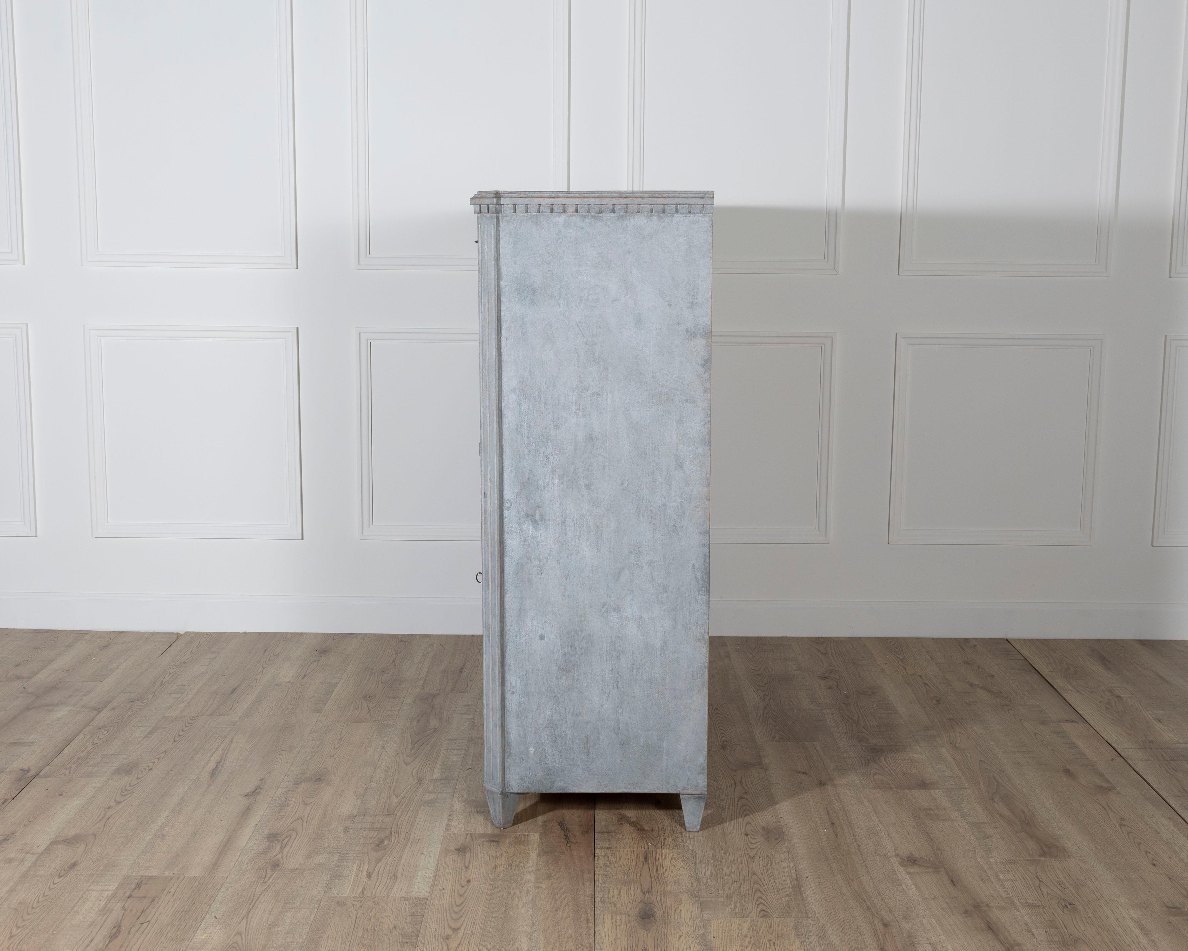 19th Century Antique Gustavian Style Painted Bureau in Blue, circa 1840–1850 For Sale