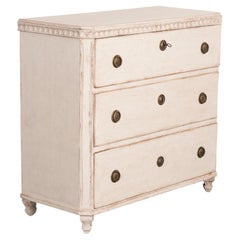 Antique Gustavian White Painted Chest of Three Drawers from Sweden circa 1840