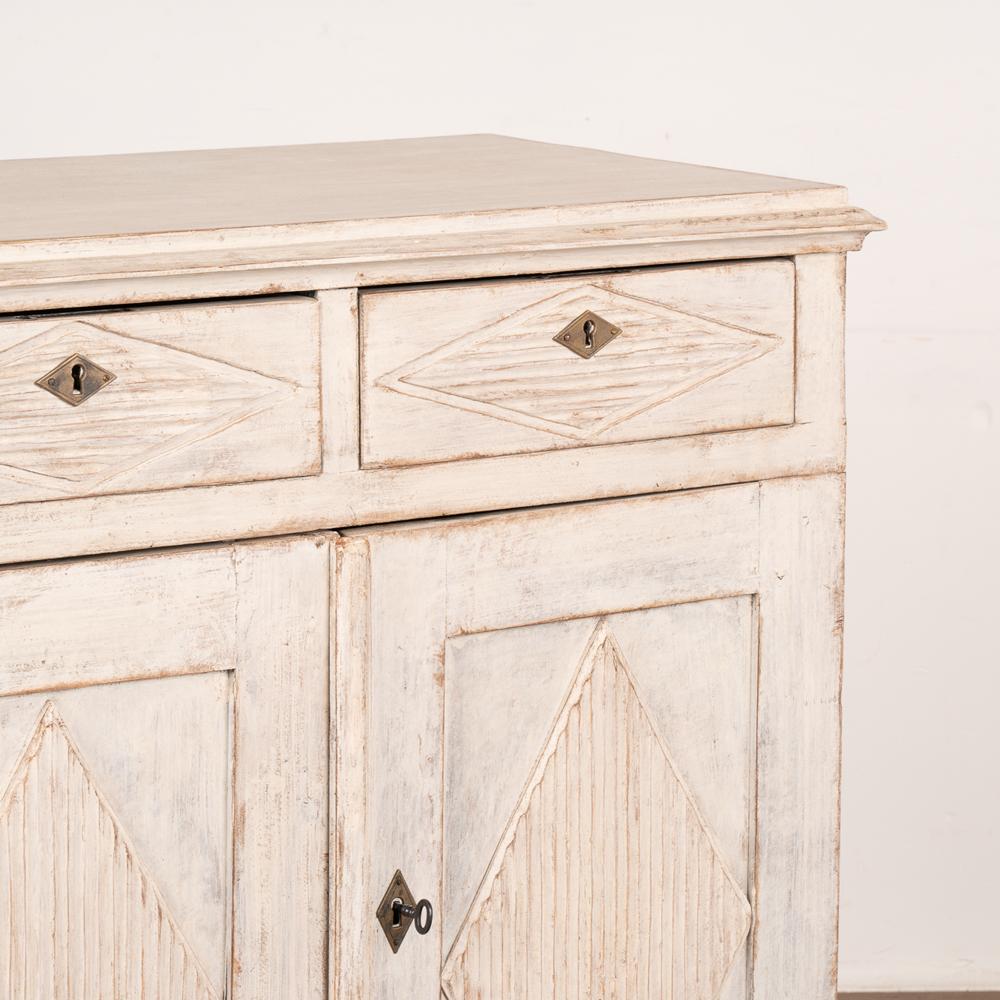 Wood Antique Gustavian White Painted Sideboard Buffet, Sweden, circa 1860