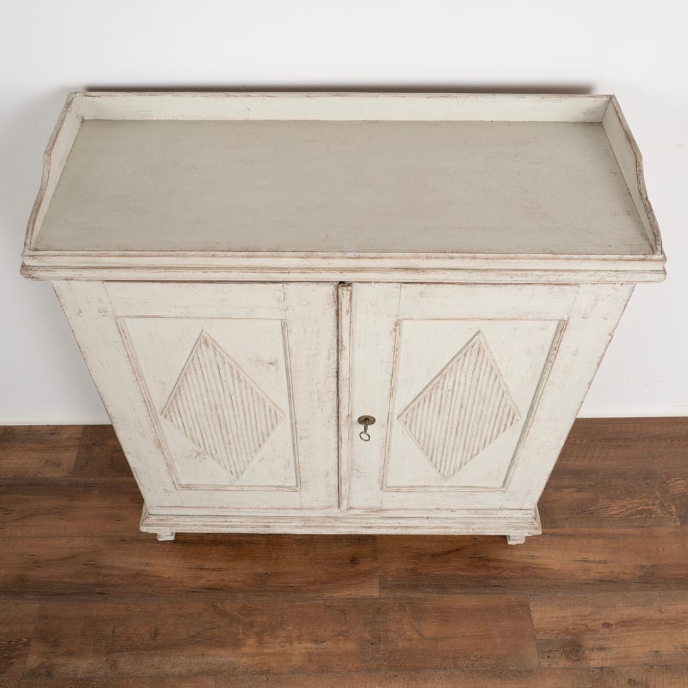 Antique Gustavian White Painted Tall Sideboard Buffet from Sweden circa 1860 6