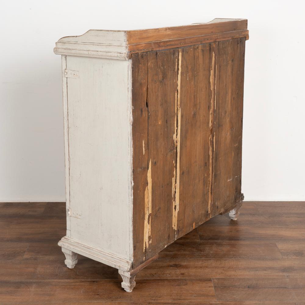 19th Century Antique Gustavian White Painted Tall Sideboard Buffet from Sweden circa 1860