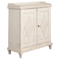 Antique Gustavian White Painted Tall Sideboard Buffet from Sweden circa 1860