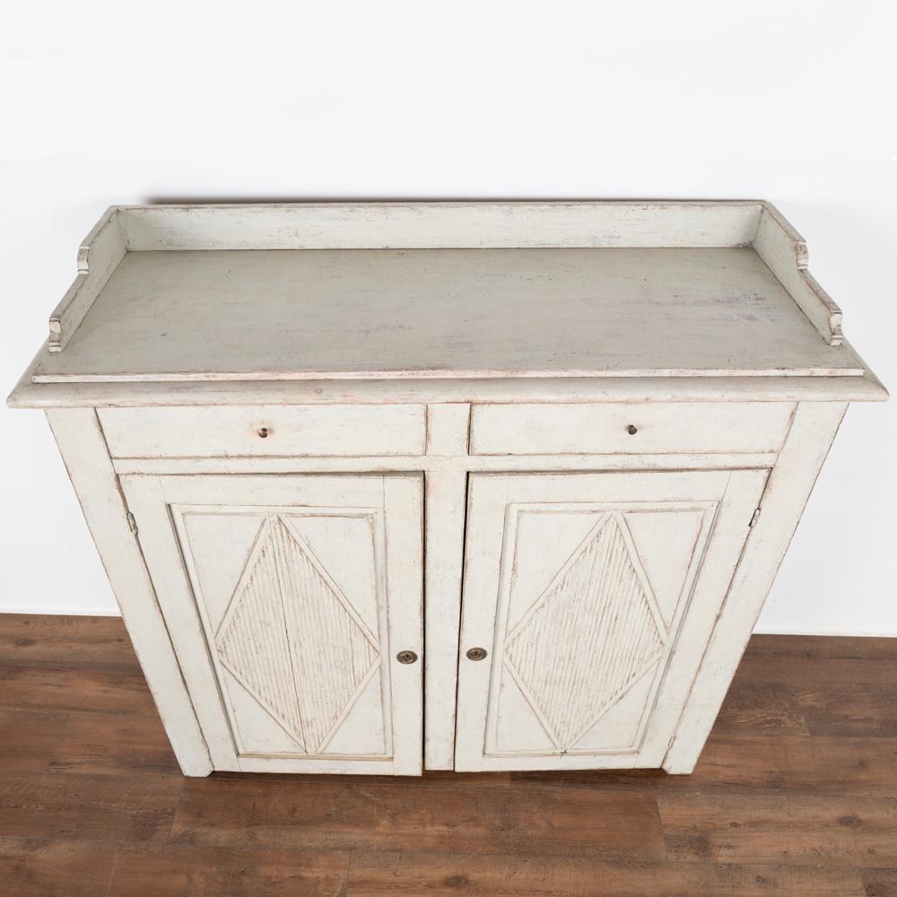 Antique Gustavian White Painted Tall Sideboard Buffet Server from Sweden circa 1 For Sale 2