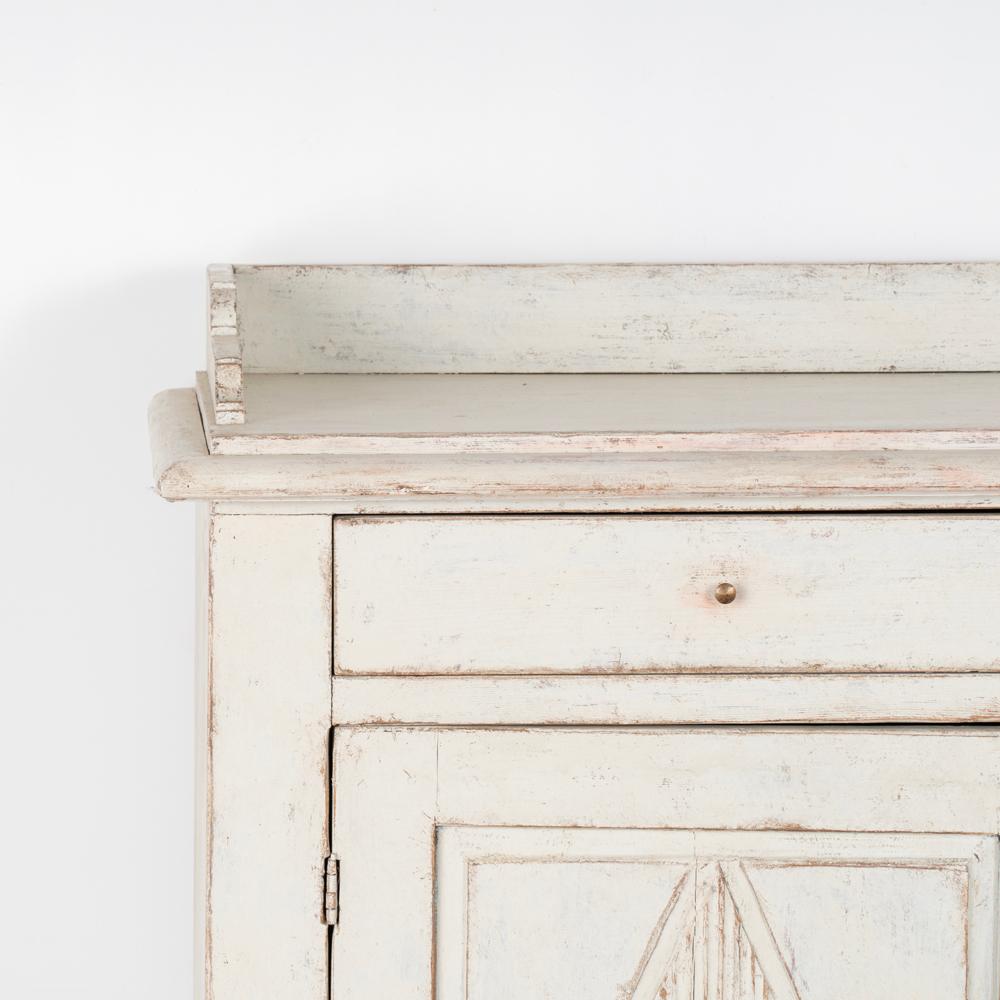 Wood Antique Gustavian White Painted Tall Sideboard Buffet Server from Sweden circa 1 For Sale