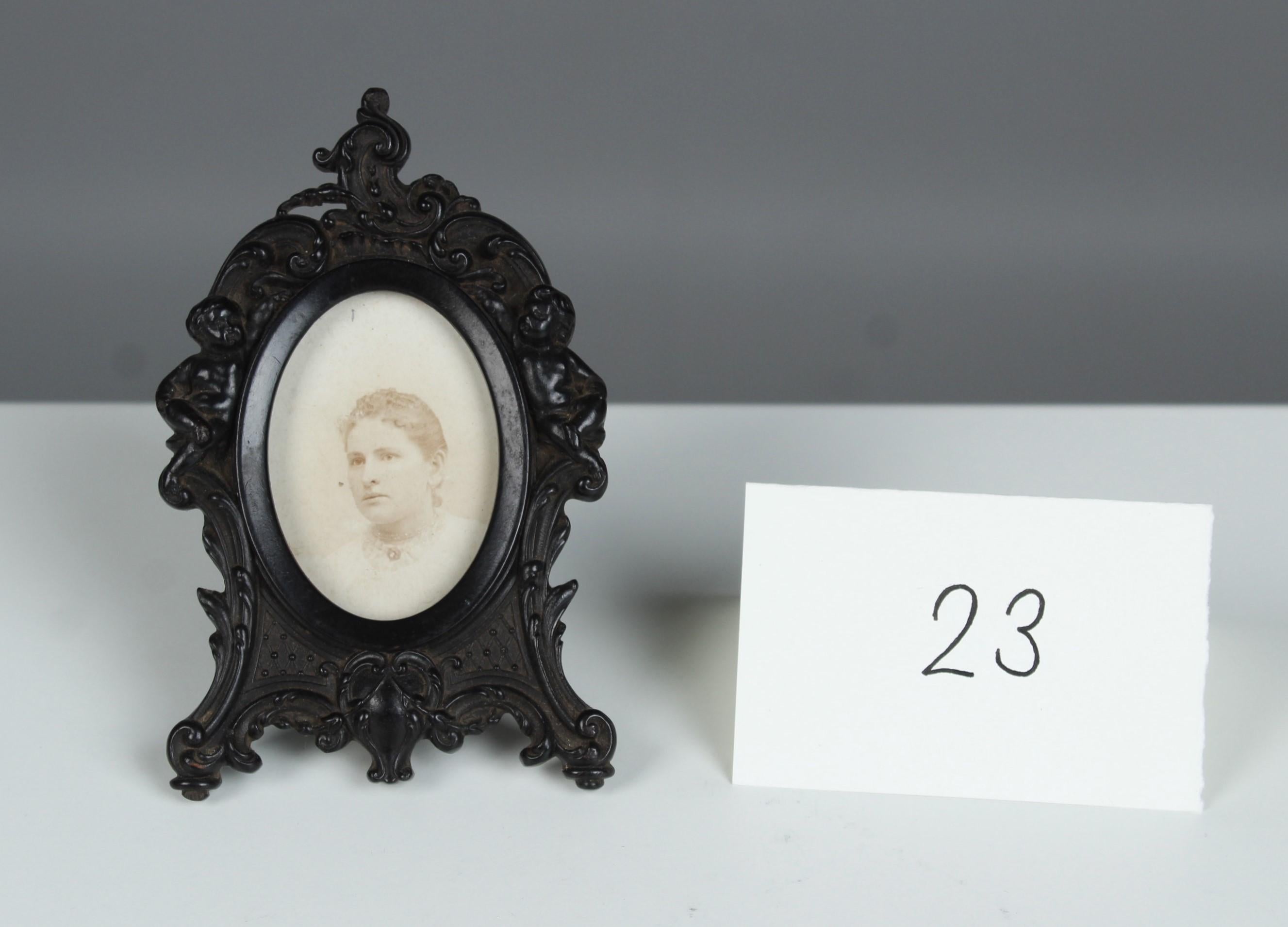 Pressed Antique Gutta Percha Picture Frame, France, 1880s, 3 x 5 cm For Sale