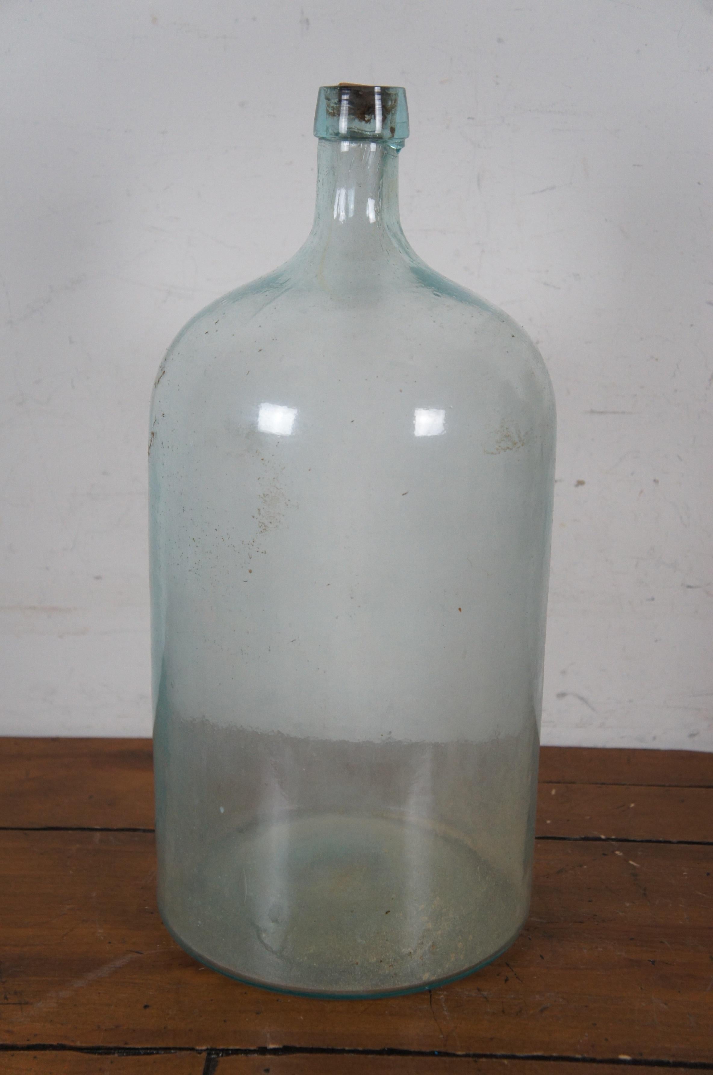 19th Century Antique GW Banker Boxed Demijohn Wine Whiskey Bottle & Tantalus Crate 19