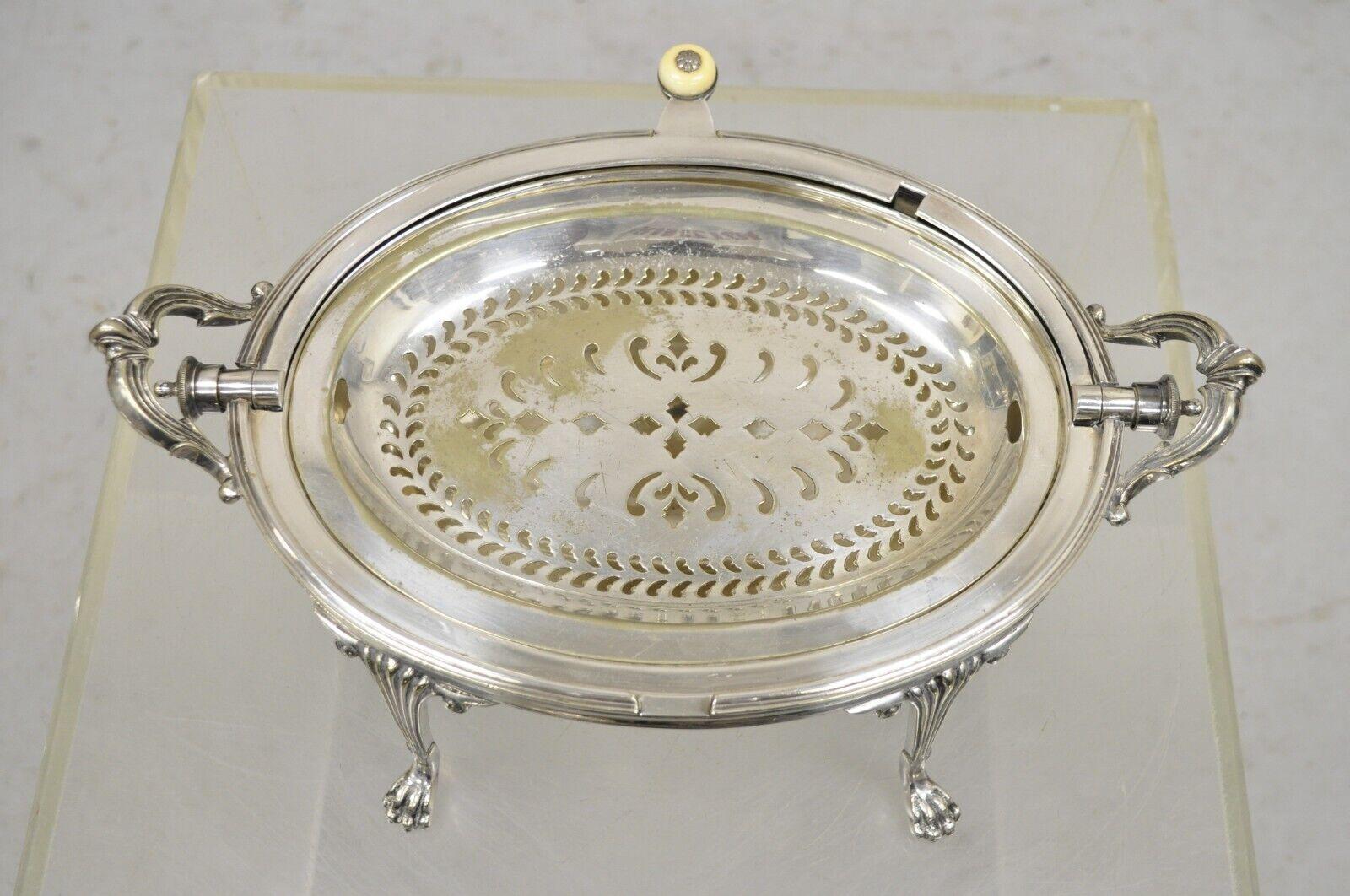 Antique GWS English Victorian Silver Plated Revolving Buffet Serving Dish For Sale 3