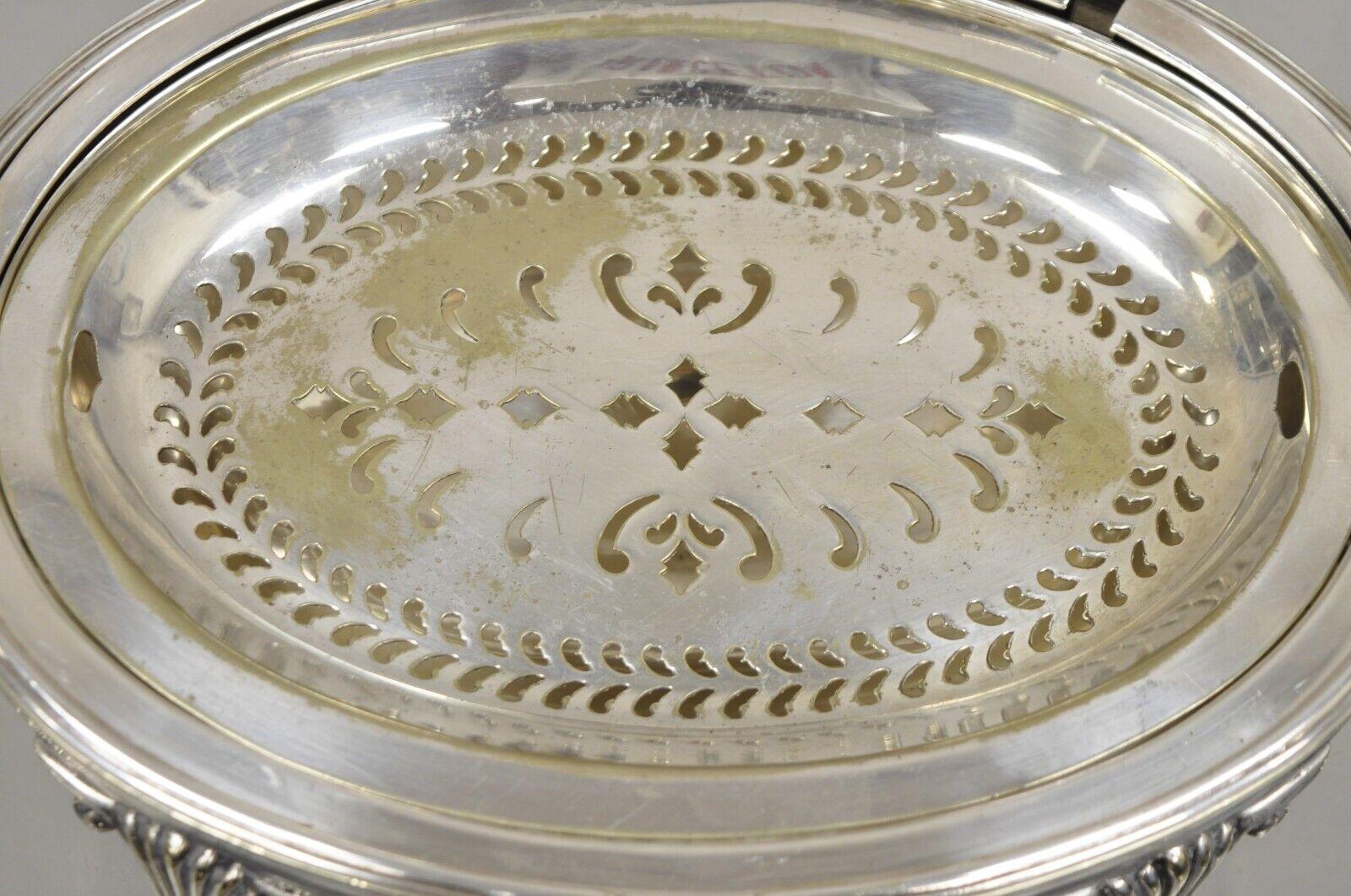 Antique GWS English Victorian Silver Plated Revolving Buffet Serving Dish For Sale 4