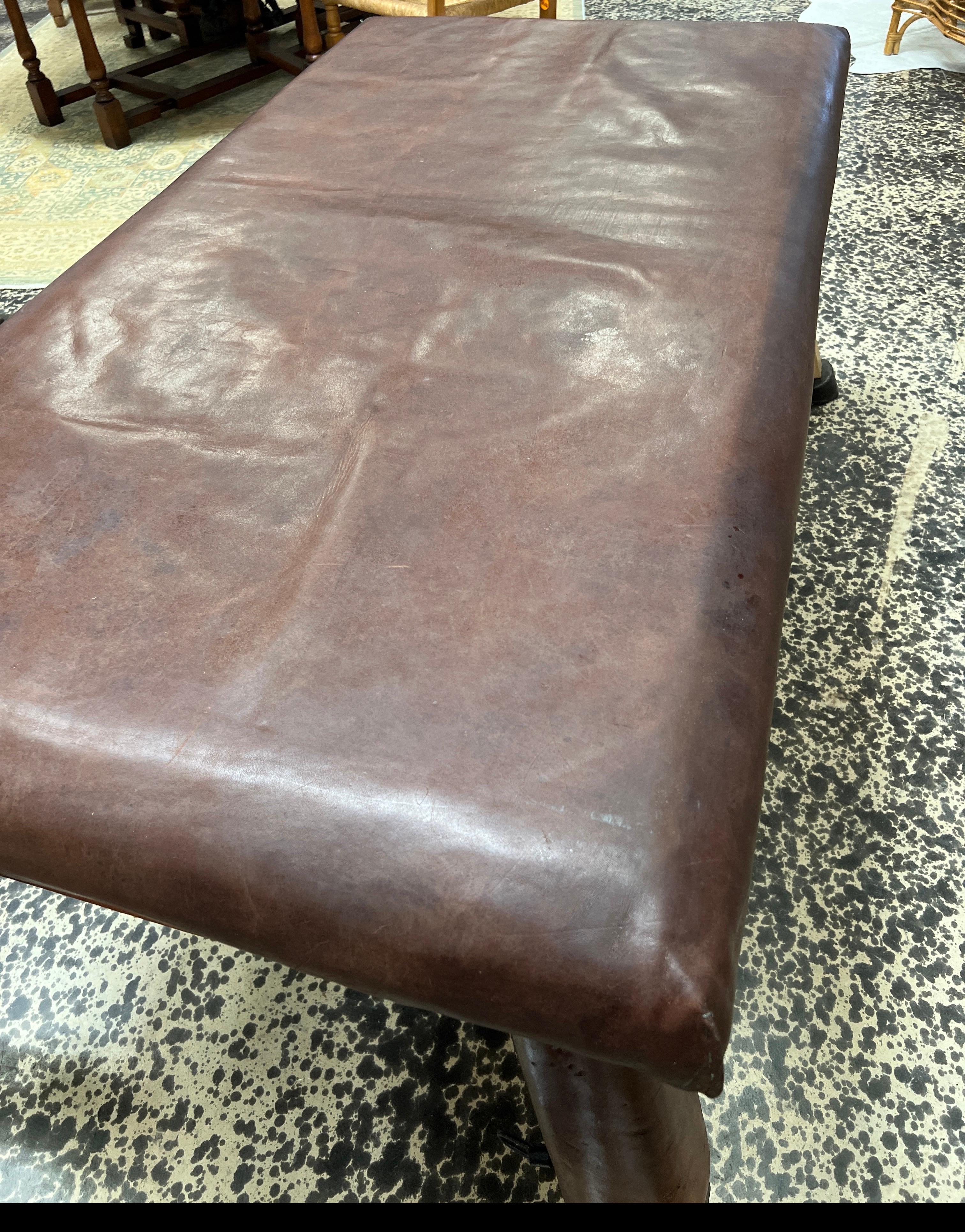 Leather Antique Gym Bench large For Sale