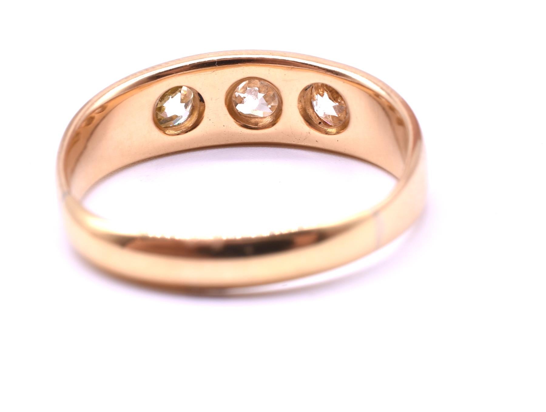 Edwardian Antique Gypsy Ring with Three Diamonds