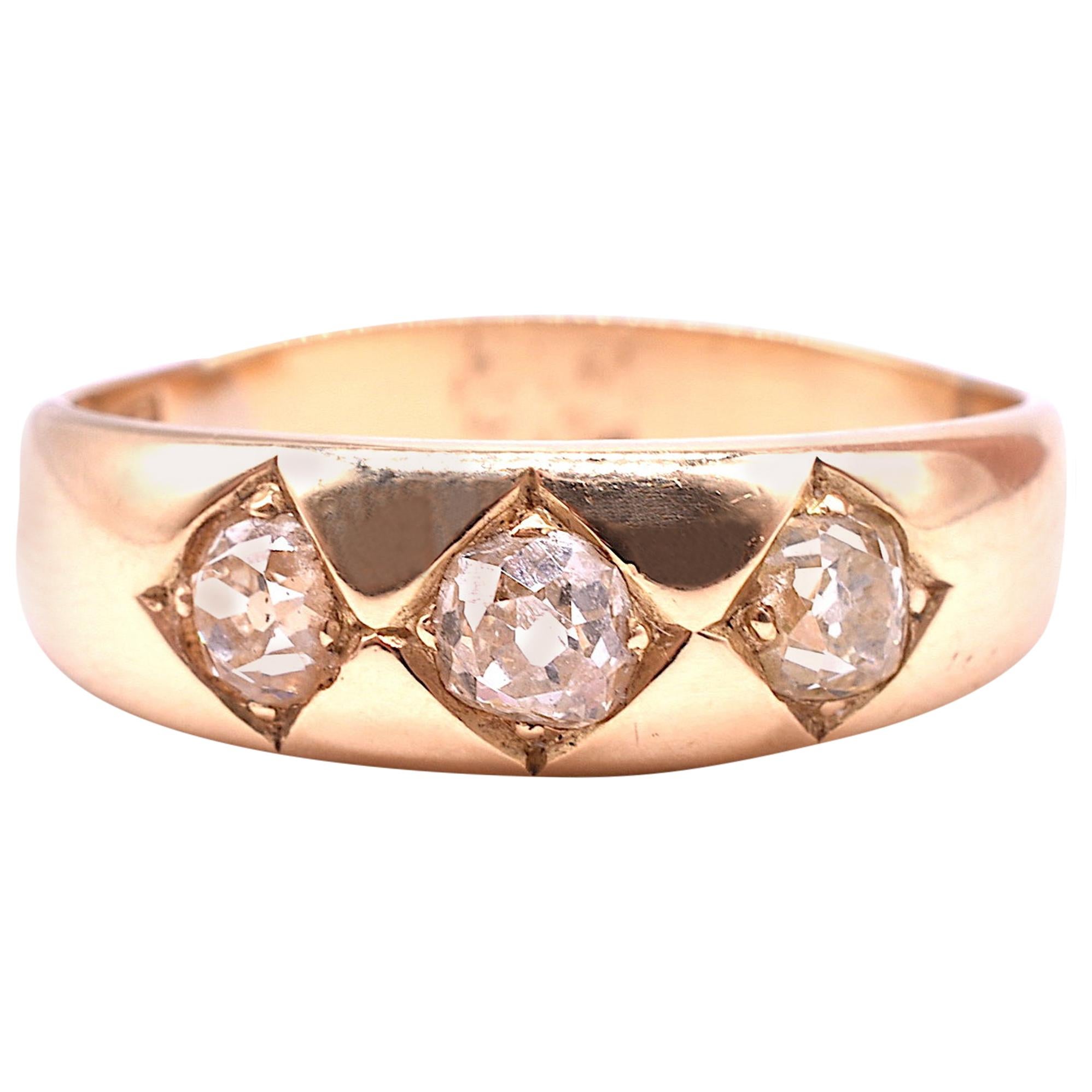 Antique Gypsy Ring with Three Diamonds