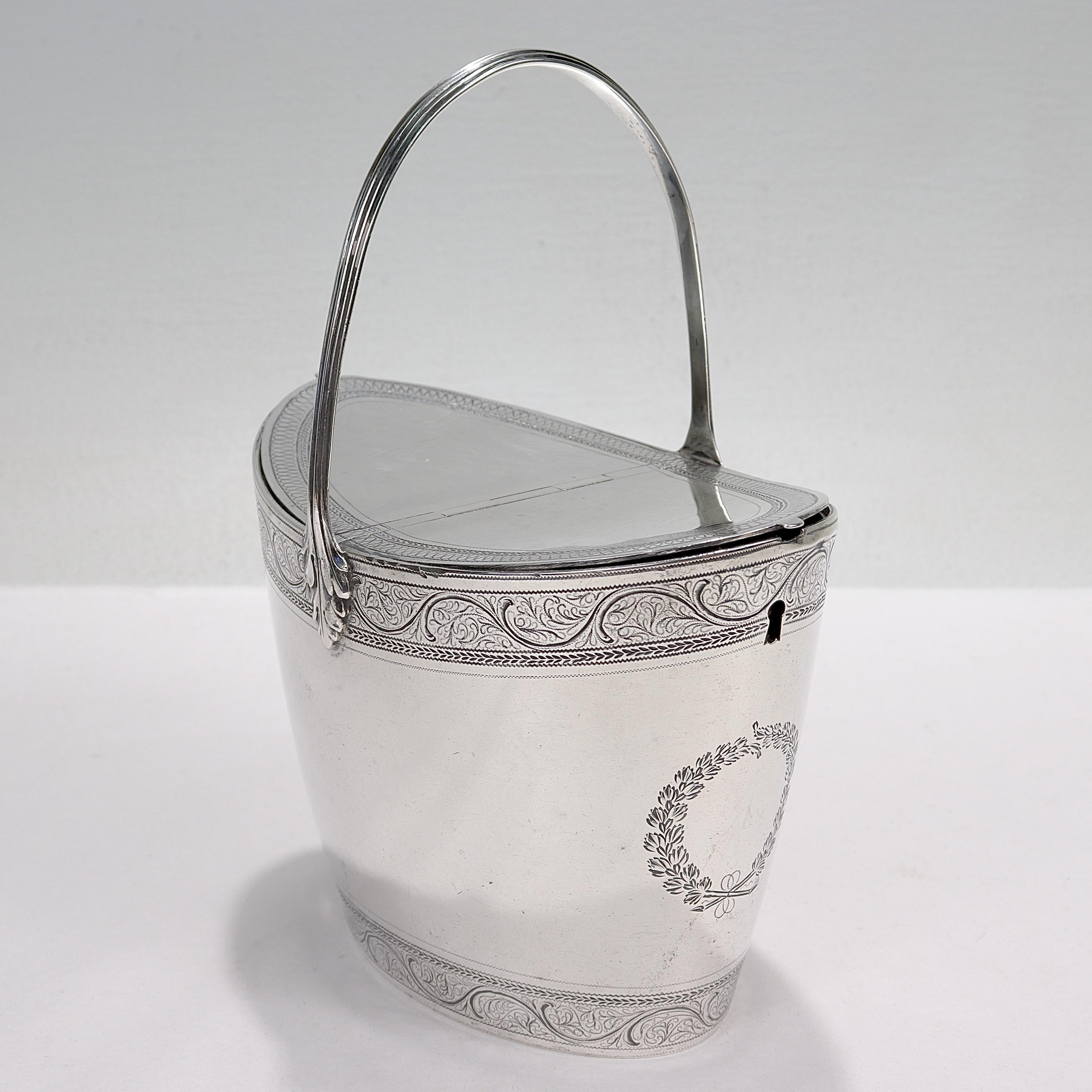 George III Antique H Chawmer 18th C English Georgian Sterling Silver Double-Sided Tea Caddy For Sale