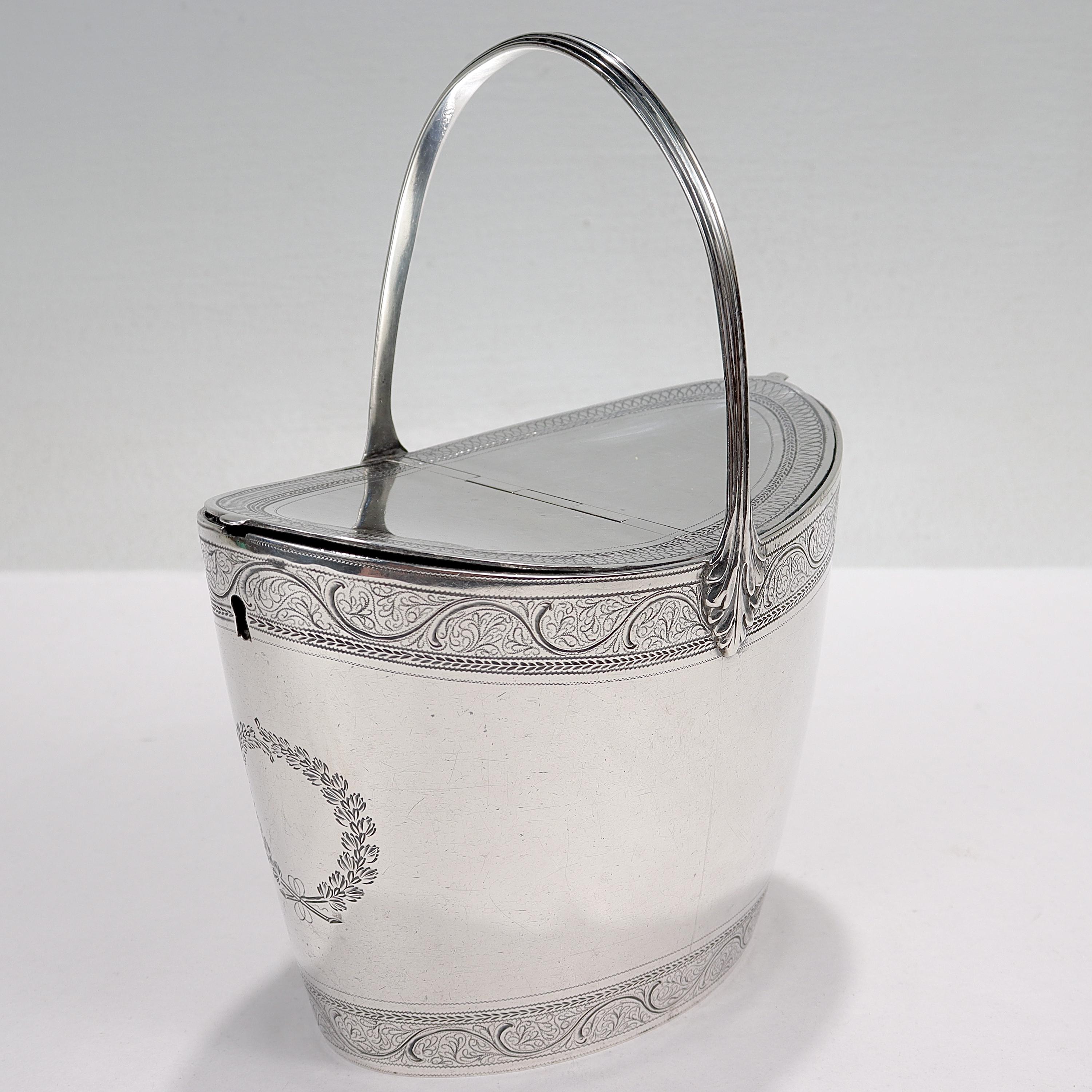 Women's or Men's Antique H Chawmer 18th C English Georgian Sterling Silver Double-Sided Tea Caddy For Sale