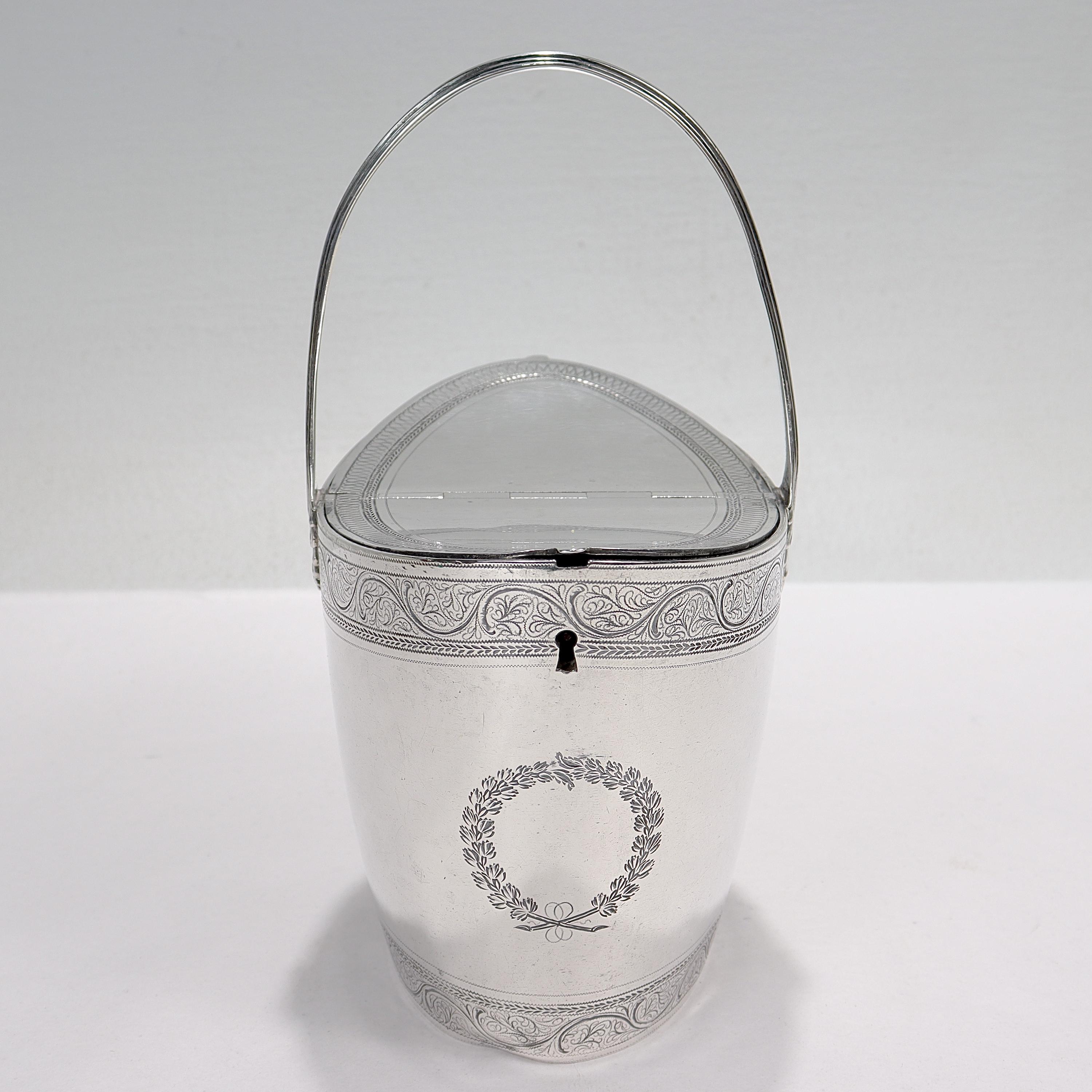 Antique H Chawmer 18th C English Georgian Sterling Silver Double-Sided Tea Caddy For Sale 2
