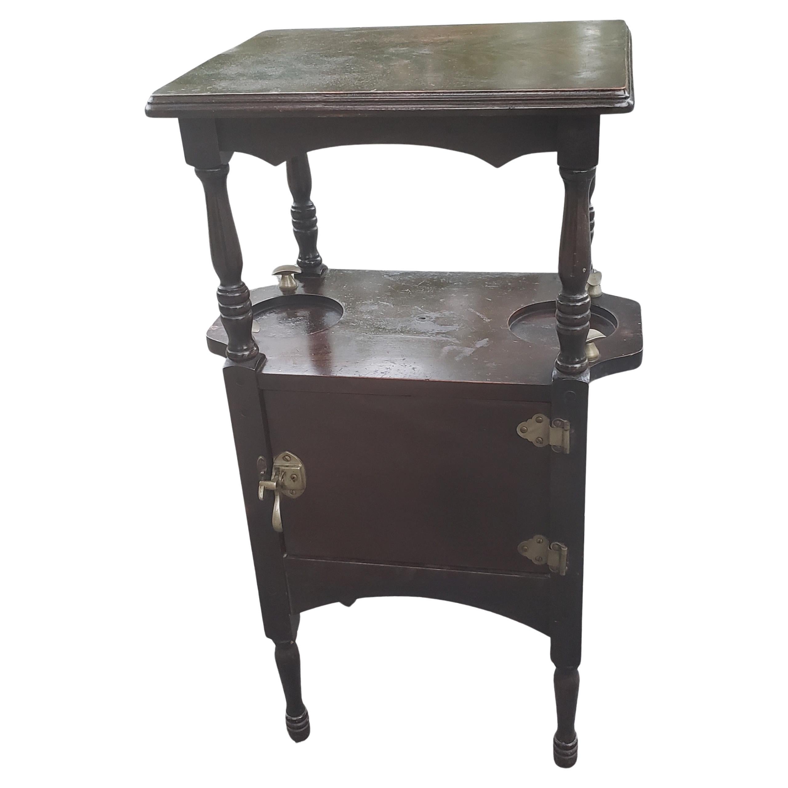 Victorian Antique H. T. Cushman Flame Mahogany Smoking Table Stand, circa 1890s For Sale