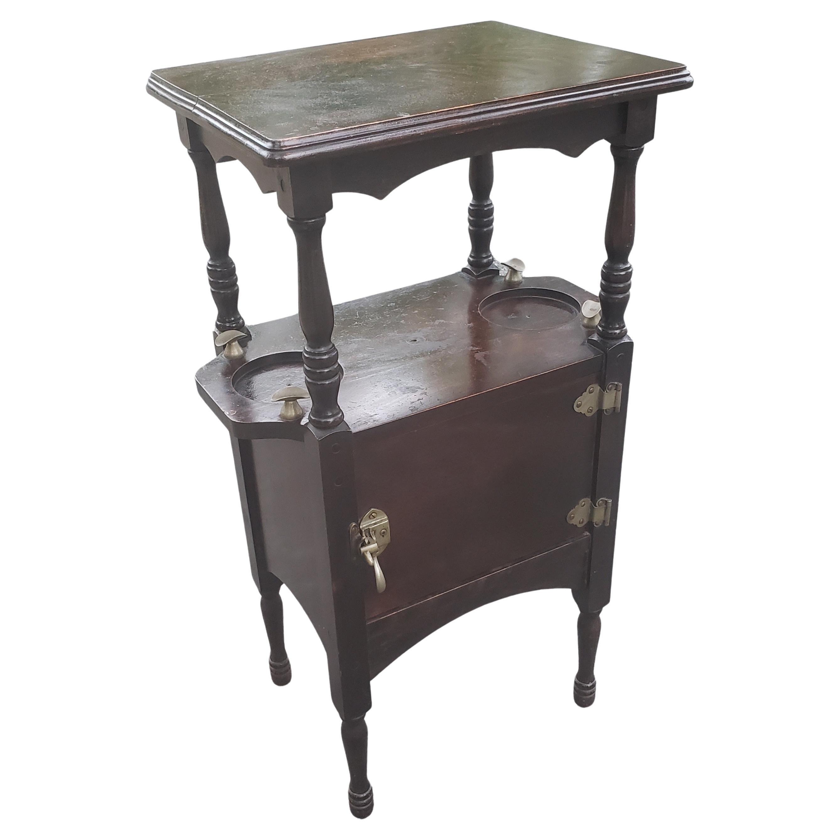 American Antique H. T. Cushman Flame Mahogany Smoking Table Stand, circa 1890s For Sale
