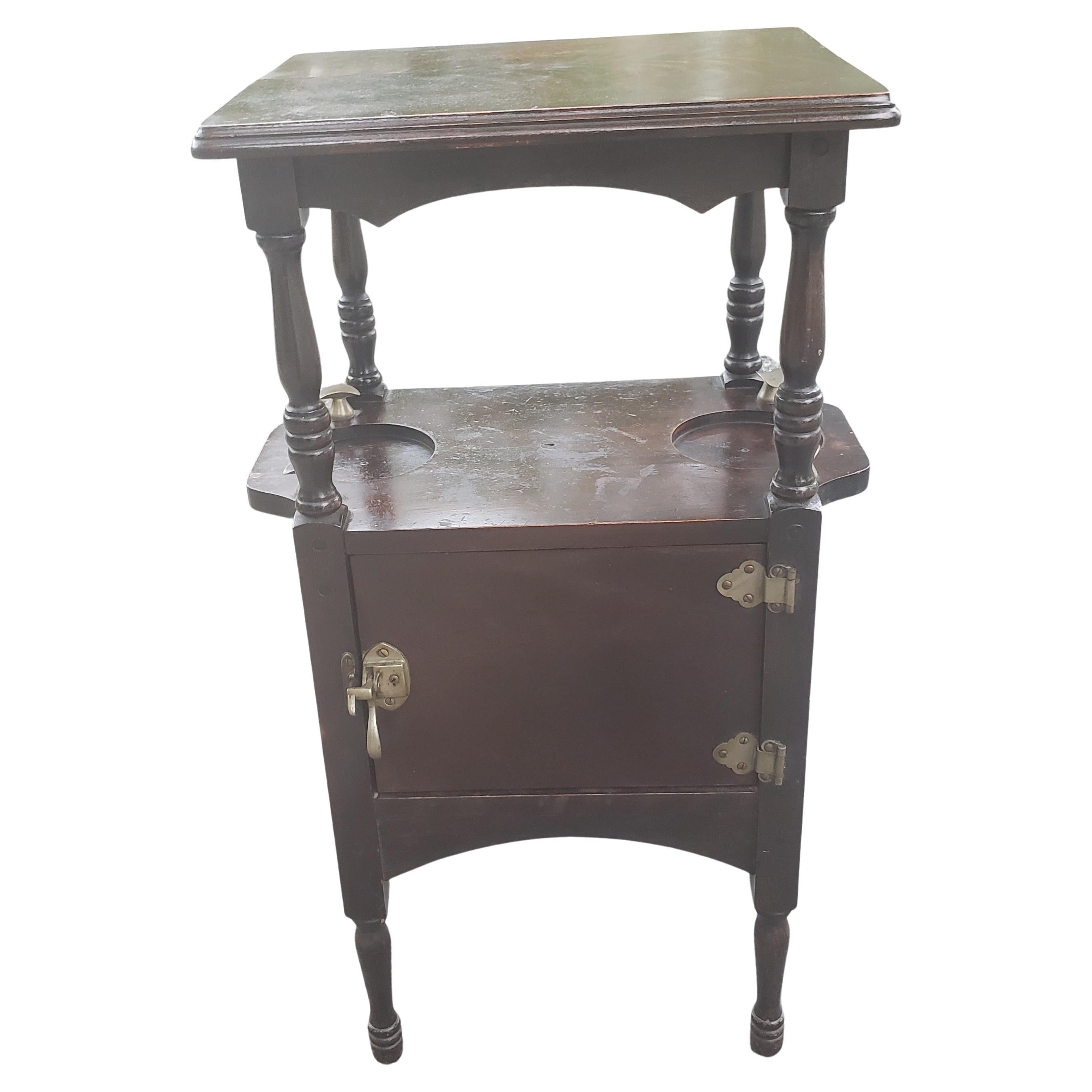 Hand-Crafted Antique H. T. Cushman Flame Mahogany Smoking Table Stand, circa 1890s For Sale