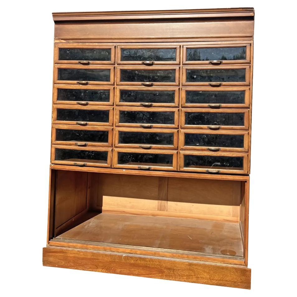 Antique Haberdashery Haberdashers Shop Cabinet With Glass Drawers