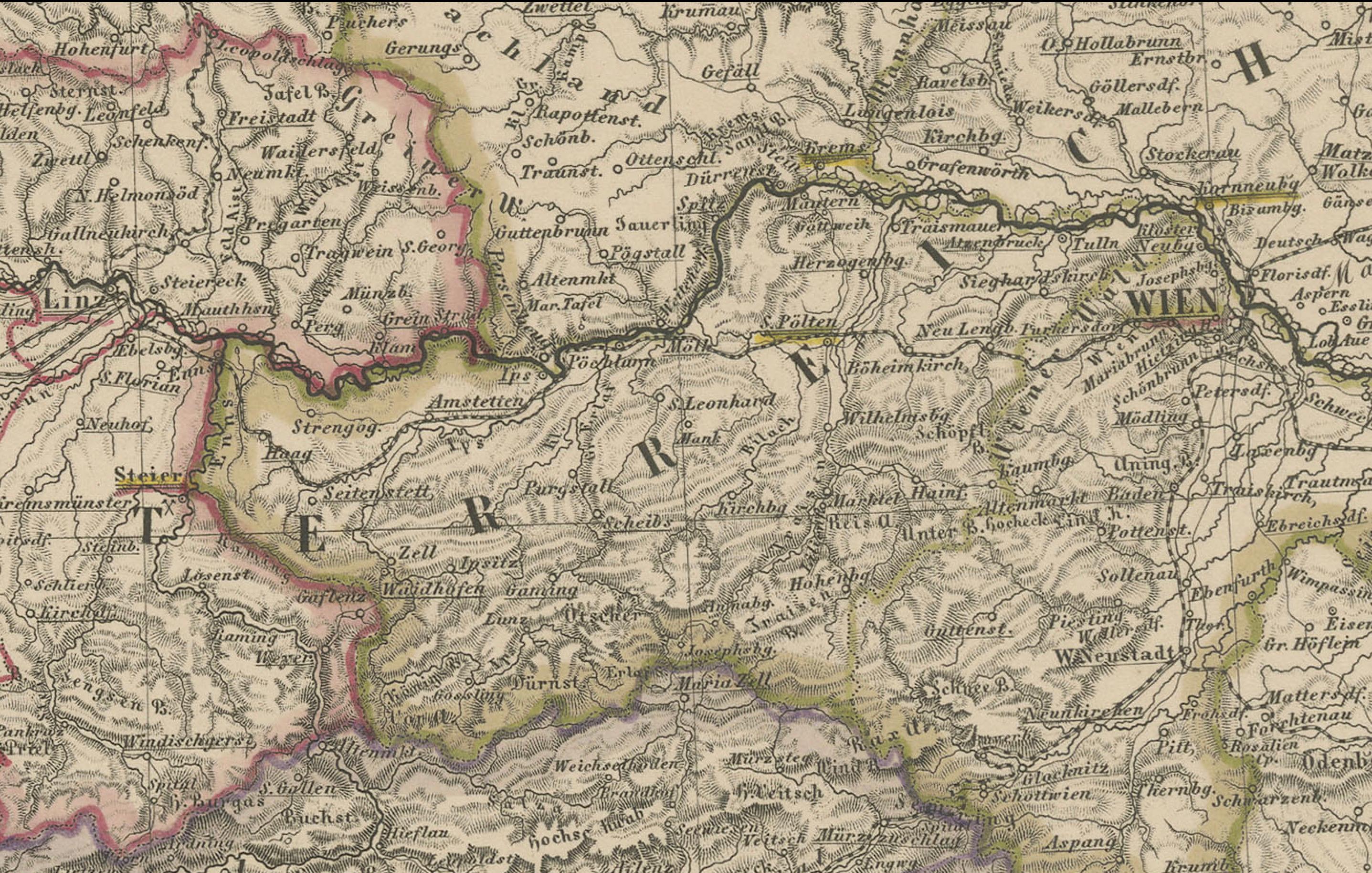 Antiguo Mapa del Imperio de los Habsburgo - Sudeste de Alemania hasta Venecia, 1858 Grabado en venta