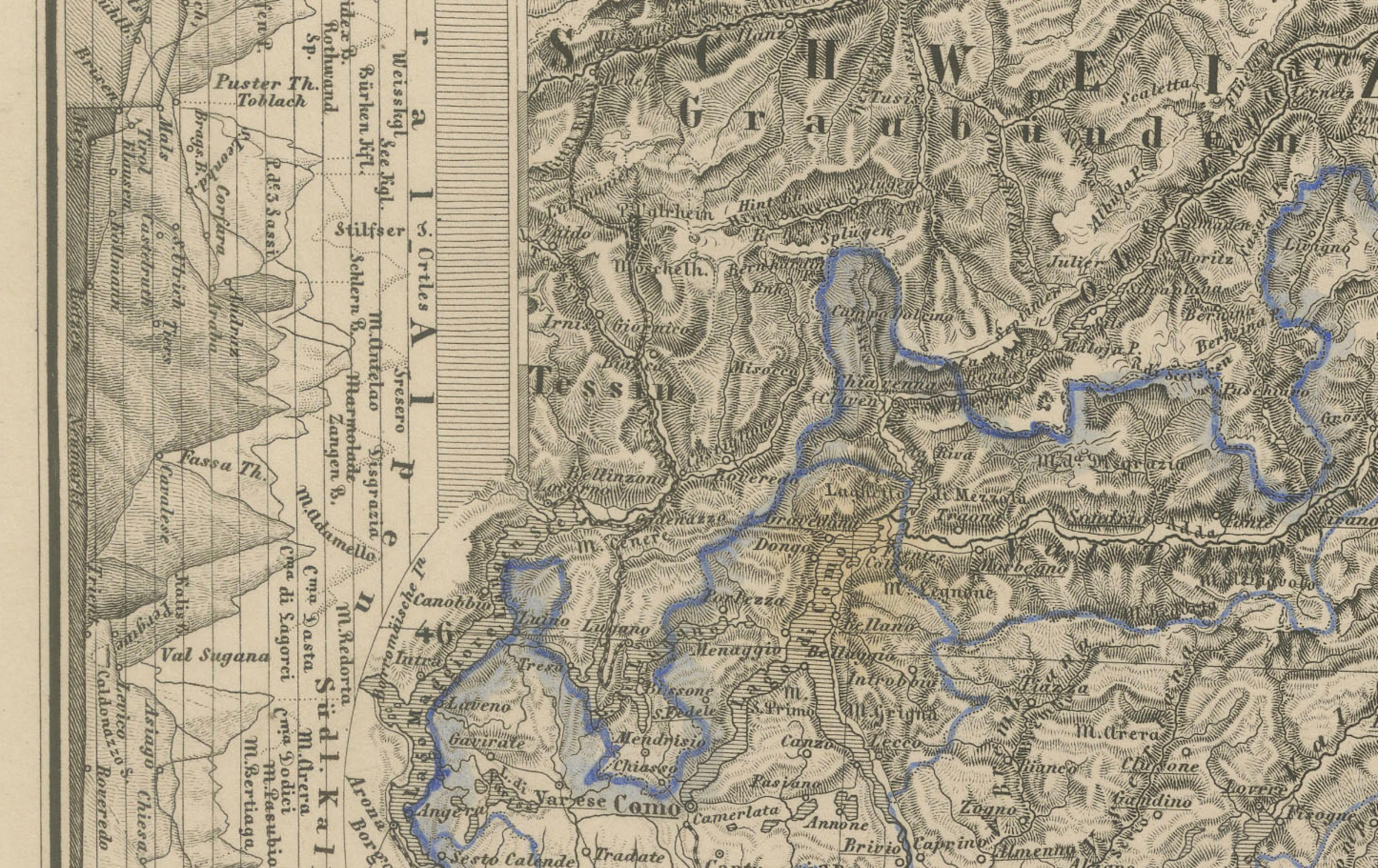 Antiguo Mapa del Imperio de los Habsburgo - Sudeste de Alemania hasta Venecia, 1858 siglo XIX en venta