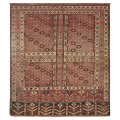 Tapis transitionnel antique Hachli rouge, beige à motif géométrique par Rug & Kilim