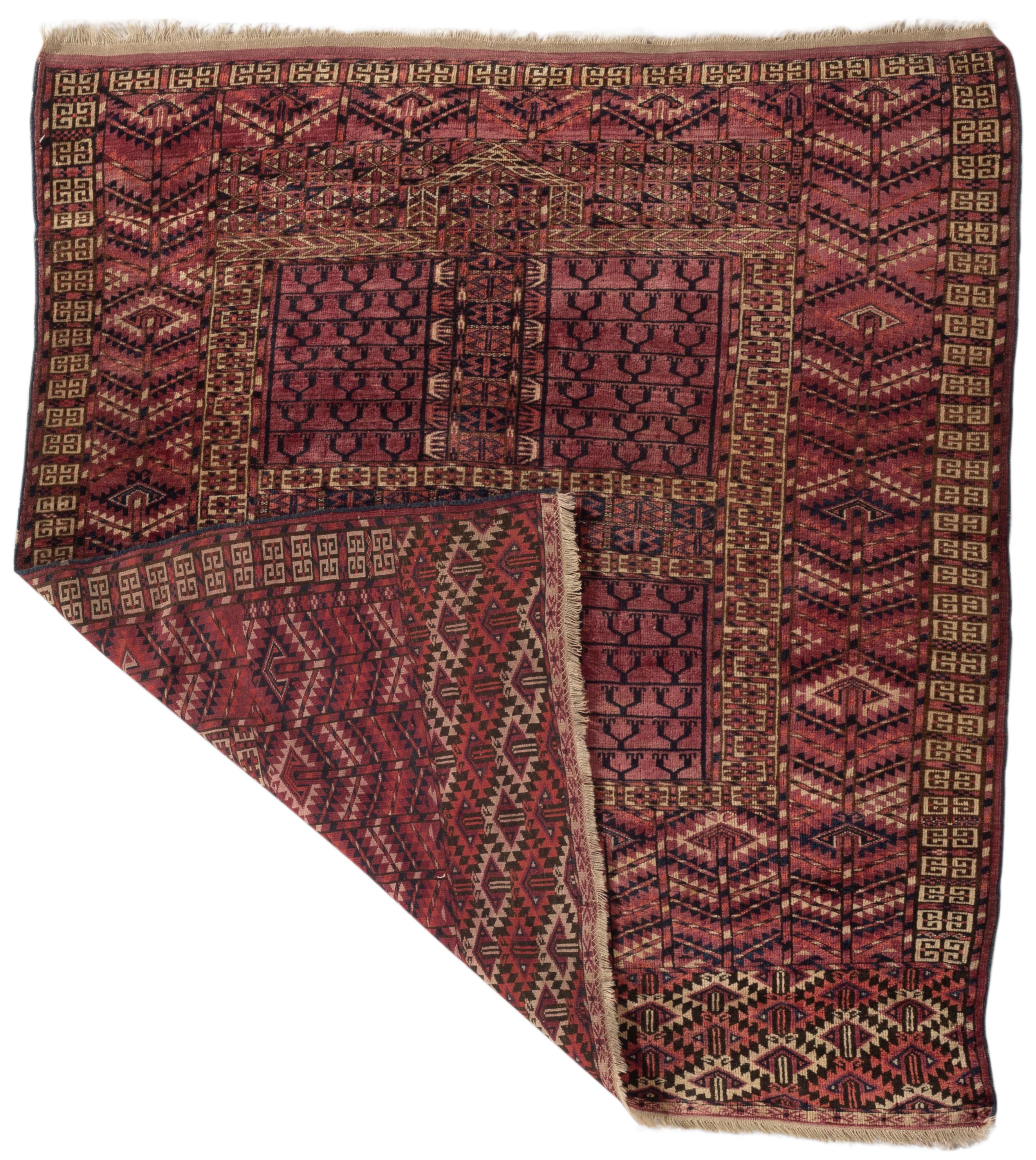 Hand-Woven Antique Hachlo Bokhara Rug, circa 1880 For Sale