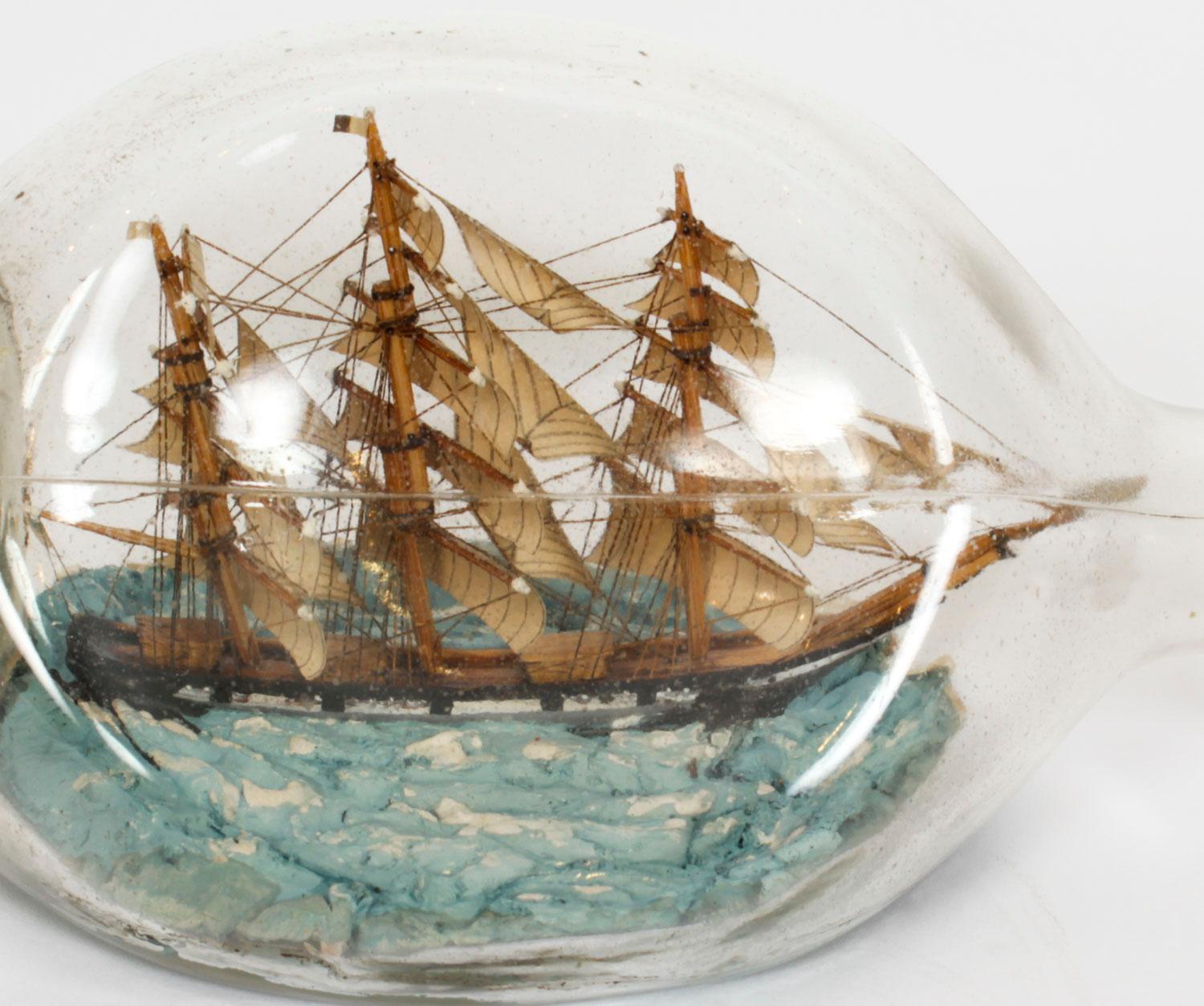 Glass Antique Haig's Dimple ship in bottle  Early 20th Century