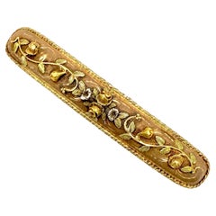 Spilla antica per capelli in oro 14 carati con tre colori in oro e argento