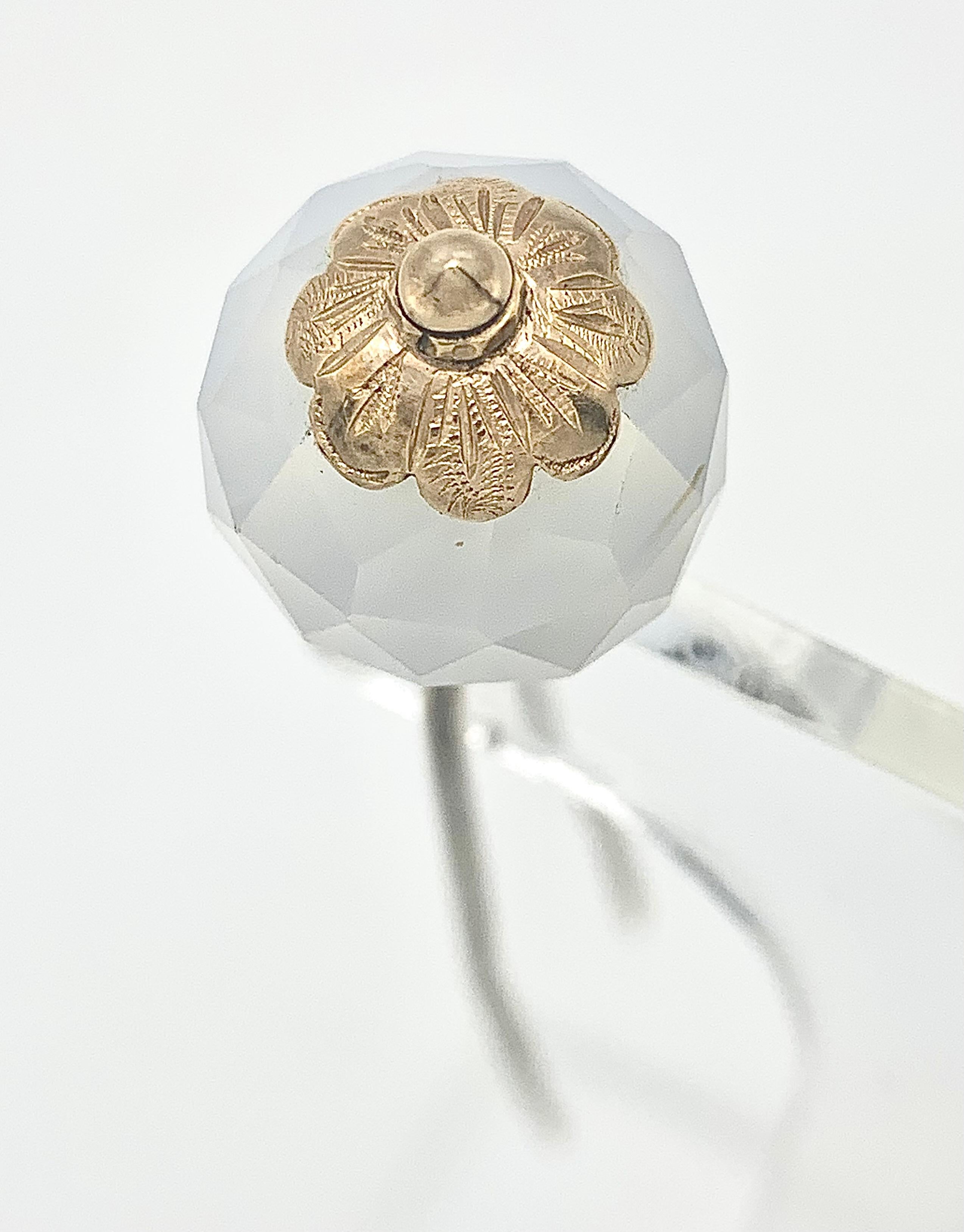 De las mujeres Horquillas Antiguas Adornos para el Pelo Calcedonia Facetada Plata Dorada en venta