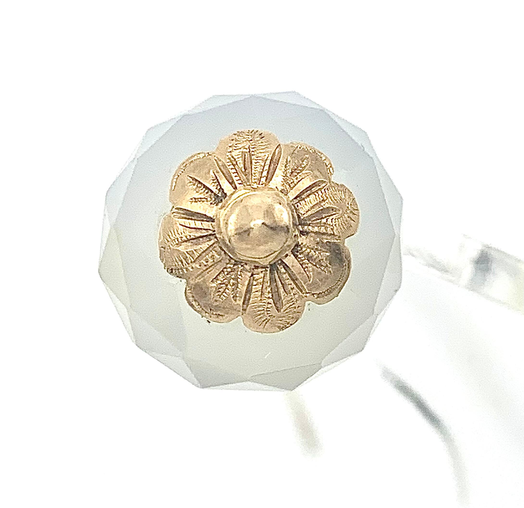 Horquillas Antiguas Adornos para el Pelo Calcedonia Facetada Plata Dorada en venta 2