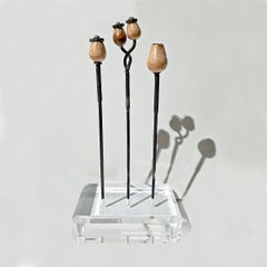 Antique Hair Pins in Silver and Ivory, Mid-19th Century