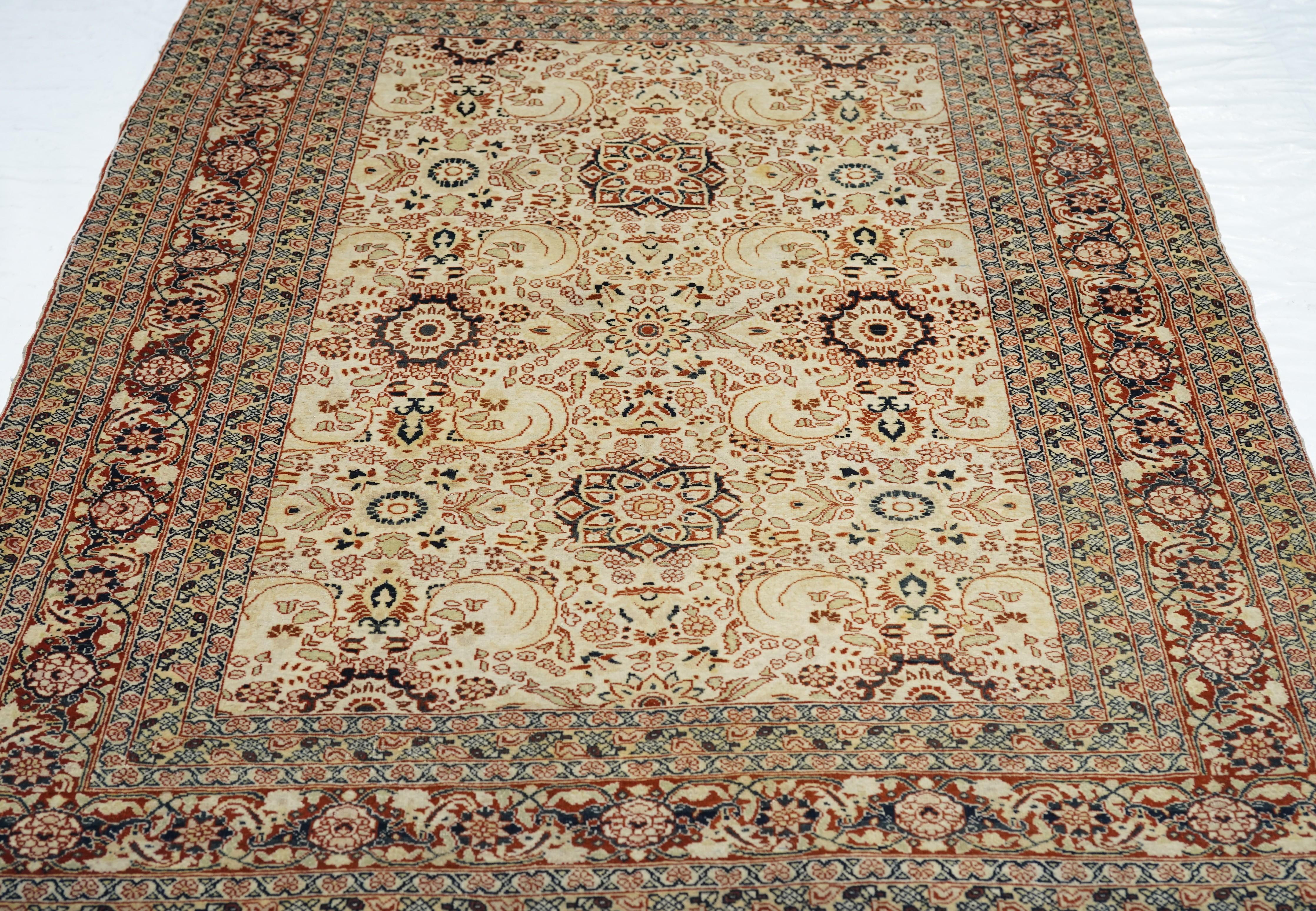 Fin du XIXe siècle Tapis Haji Jalili ancien 4'3'' x 5'3'' en vente