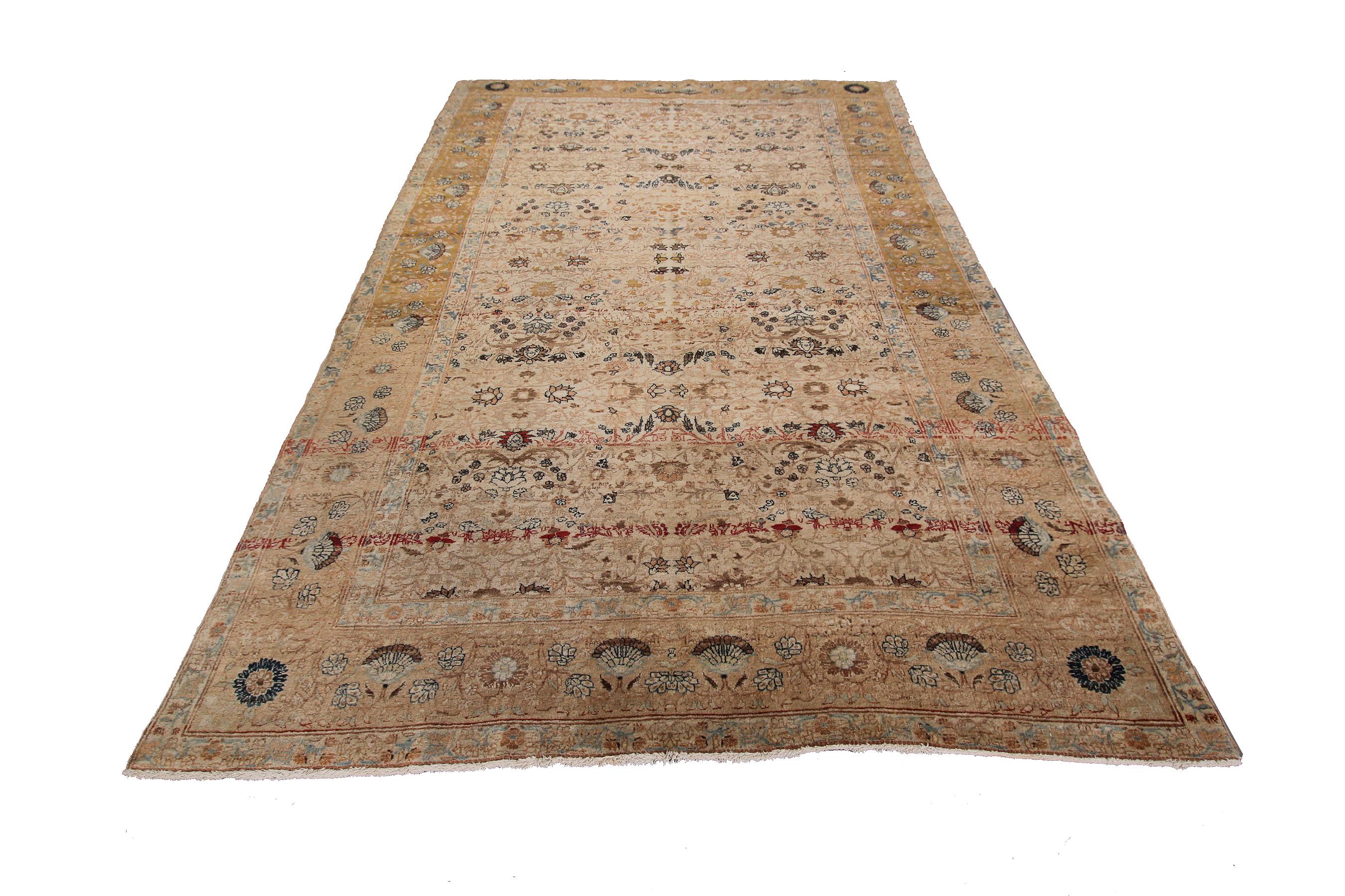 7x10 antique rug Haji Jalili rug exceptional ivory 216cm x 312cm Circa 1890

