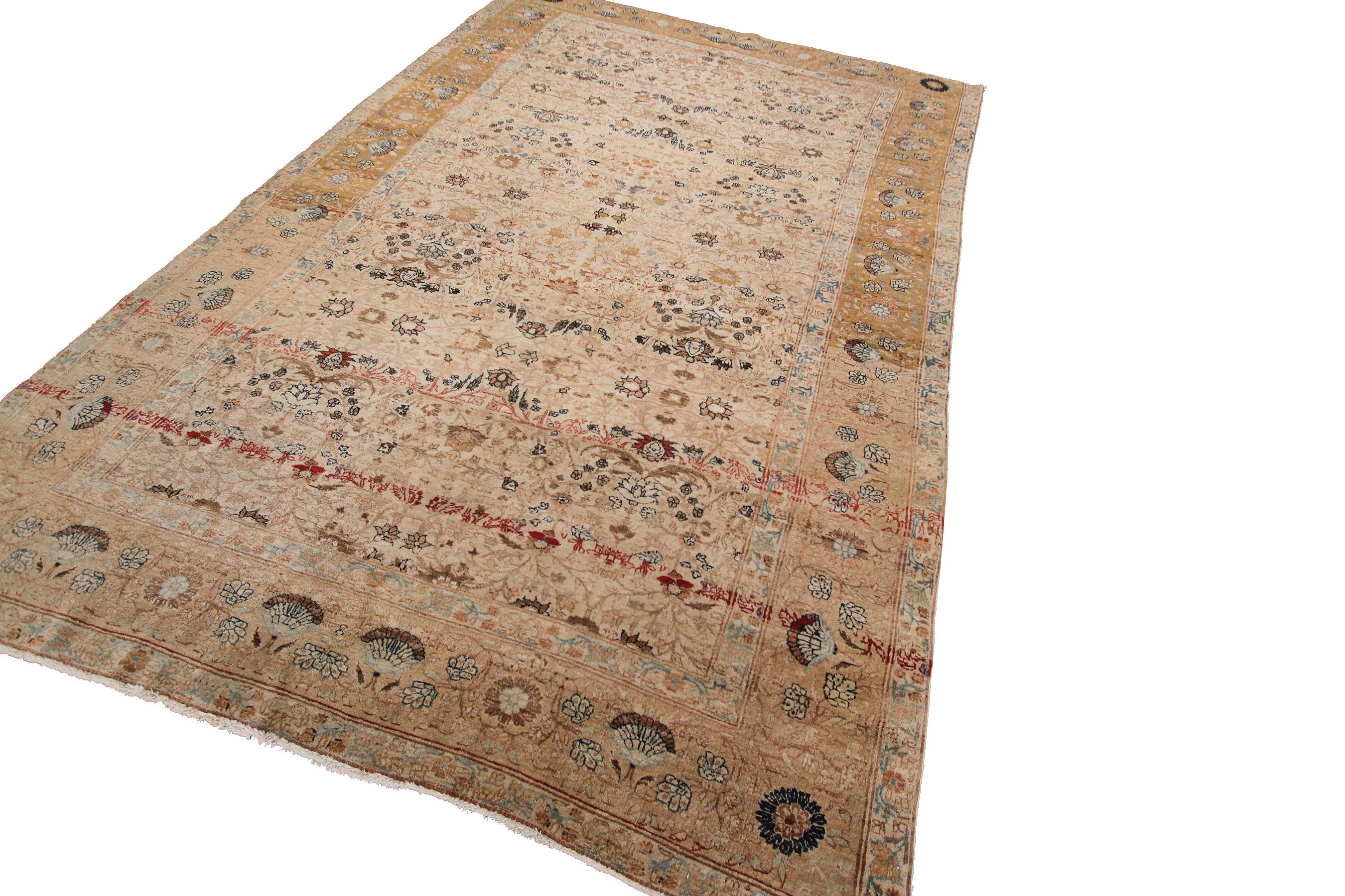Antique Haji Jalili Rug Antique Persian Rug Beige Geometric Overall Ivory In Good Condition For Sale In New York, NY