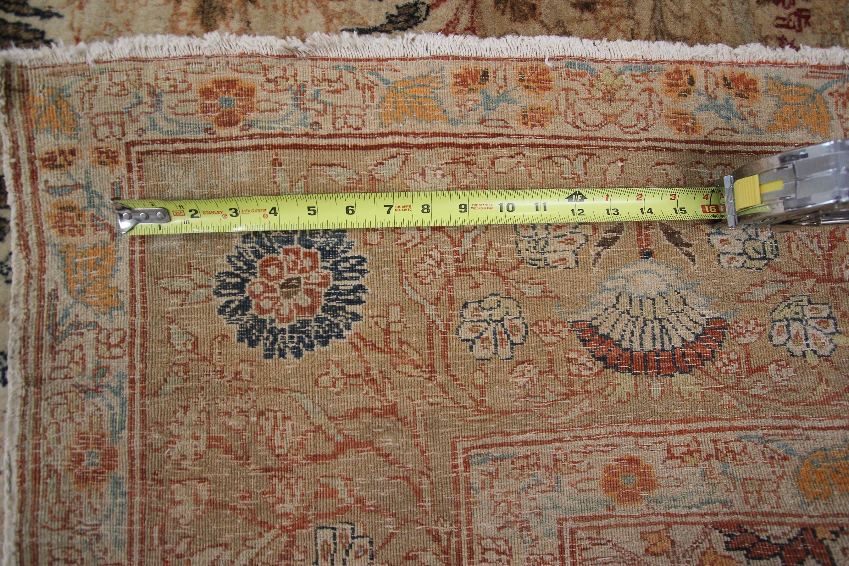 Antique Haji Jalili Rug Antique Persian Rug Beige Geometric Overall Ivory For Sale 3