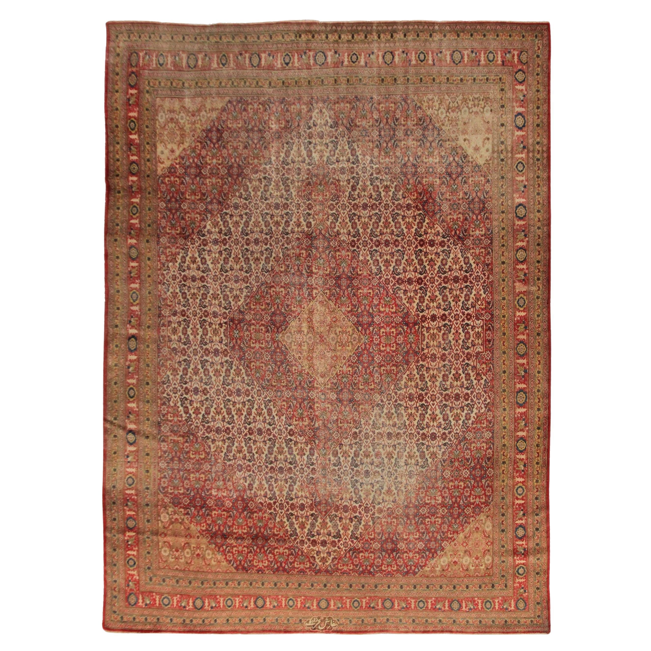 Antique Haji Jalili Rug Antique Persian Rug Fine Antique Tabriz Rug 10x14 For Sale