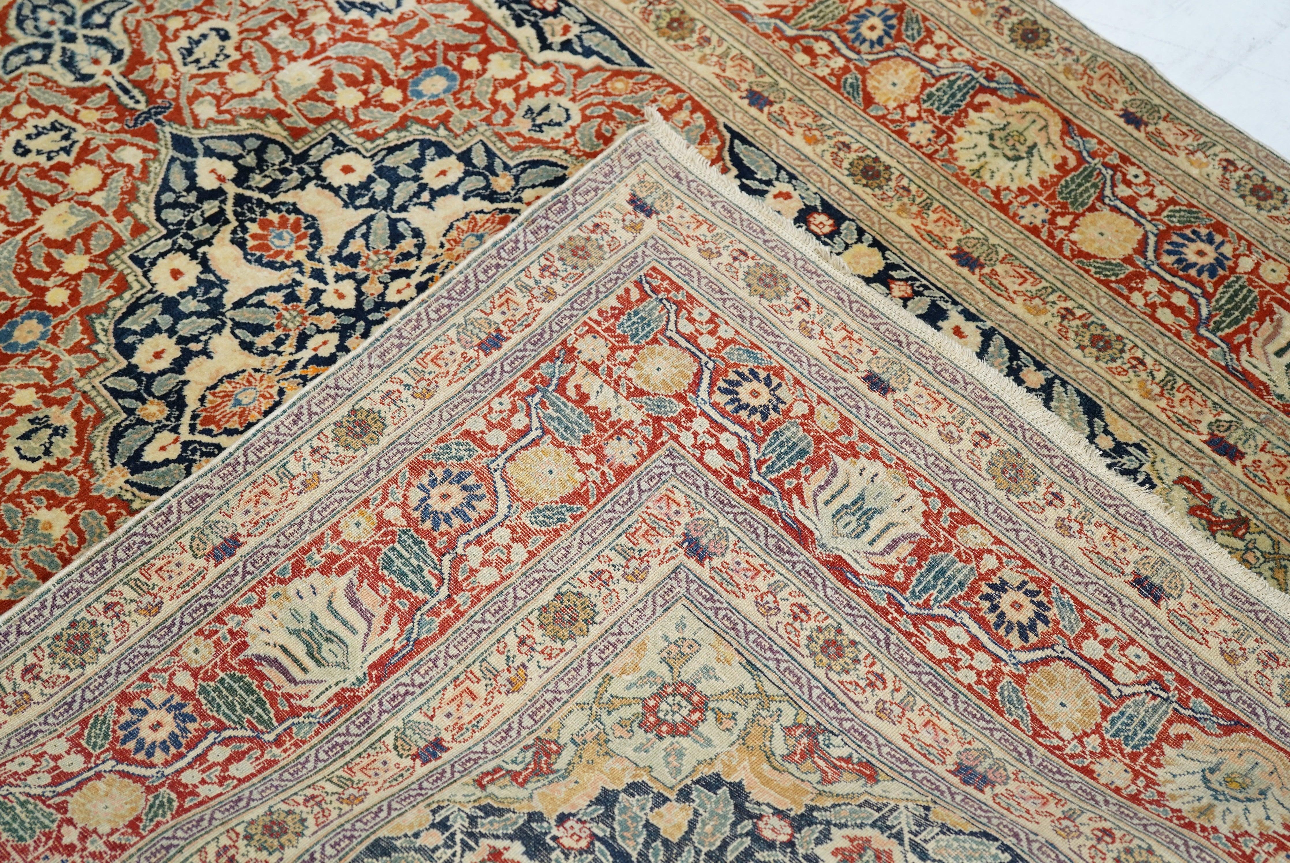 Laine Tapis Tabriz antique Haji Jalili Tabriz 4'3'' x 6'2'' en vente