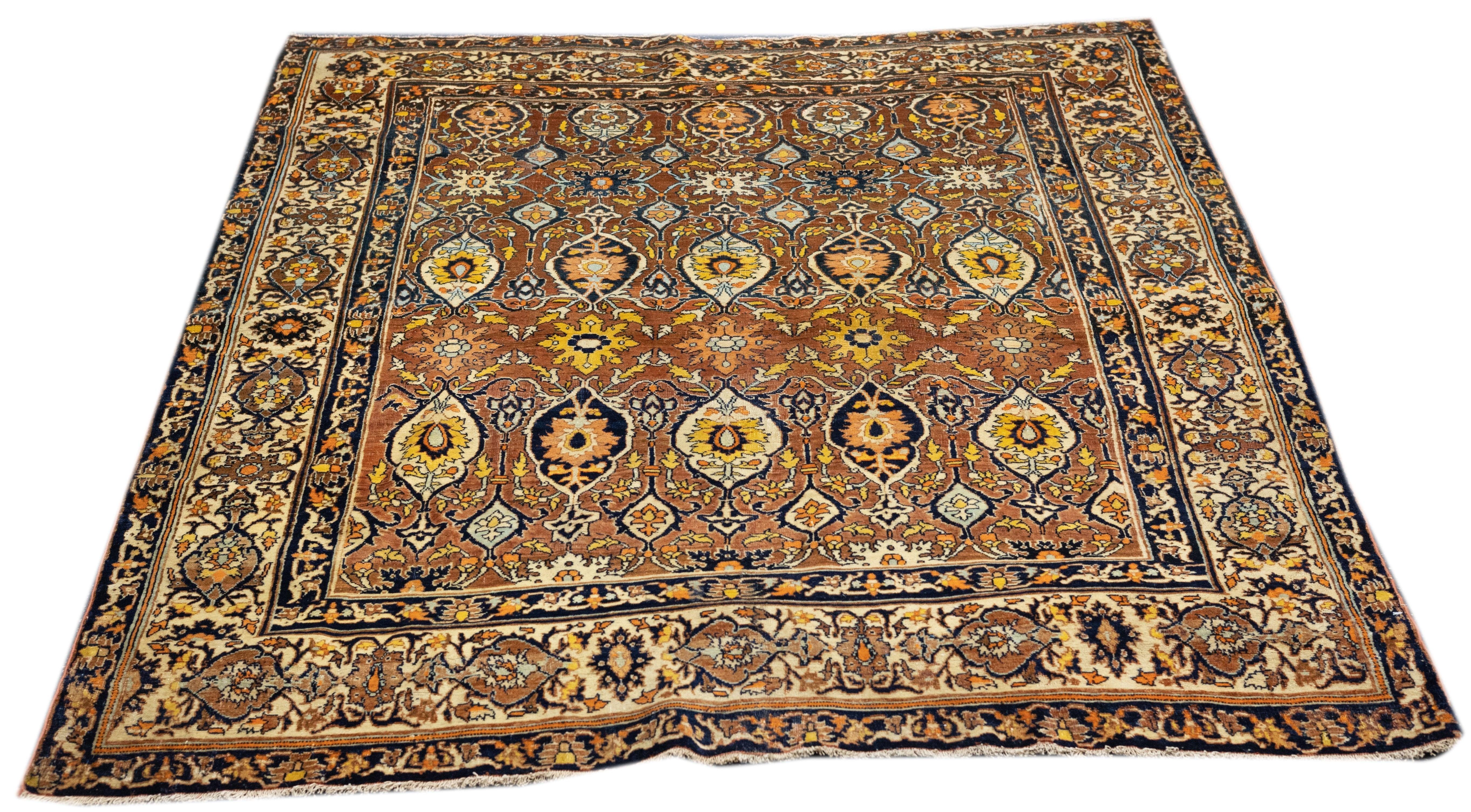 Antiker Haji Jalili Täbris-Teppich 4'6'' x 5'6'' (19. Jahrhundert) im Angebot