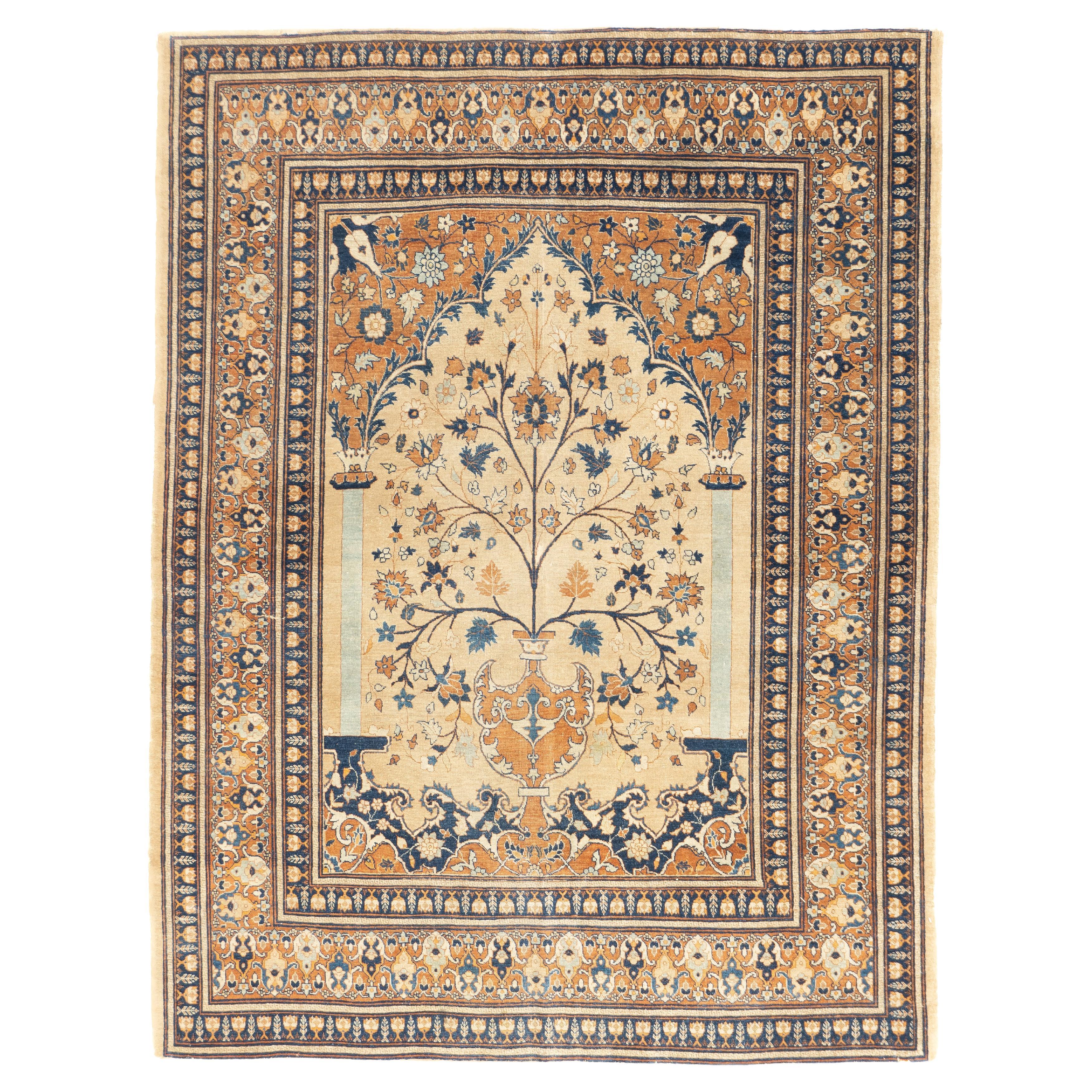 Tappeto antico Haji Jalili Tabriz 4'7'' x 6'1'' in vendita