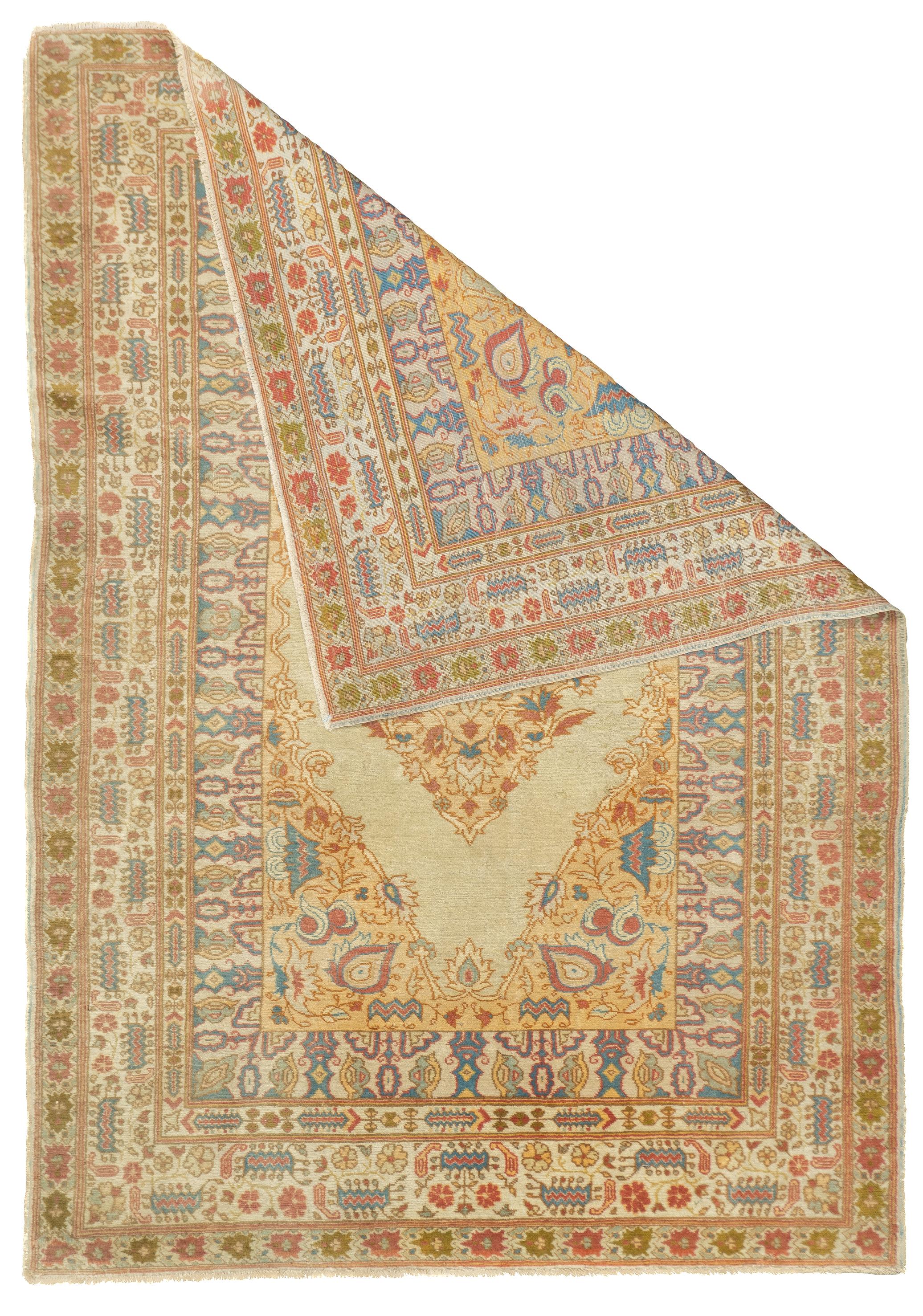 Tappeto antico Haji Jalili Tabriz 4'7'' x 6'5''. I pezzi ben tessuti e finemente annodati dal 1890 al 1910, tessuti nell'omonimo laboratorio o dai suoi copisti, a Tabriz, in formati che vanno dalle stuoie ai tappeti giganti, con layout di preghiera